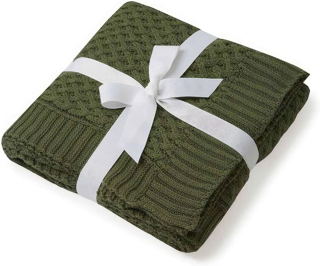 Snuggle Hunny Baby Blanket, Newborn to Toddlers, Organic Cotton Diamond Knit, Perfect Knitted Baby Pram and Stroller Blanket, Olive image number 2