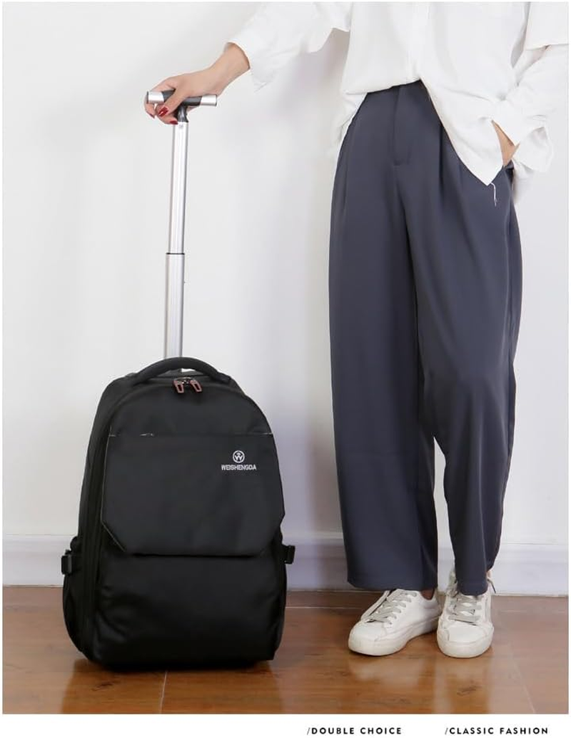 19 Inch Wheeled Rolling Backpack Travel Backpack, Wheeled Backpack, Waterproof and Stylish Portable Laptop Bag, Durable and Quiet Wheel Foldable Strap, Suitable for Student and Business Travel image number 2