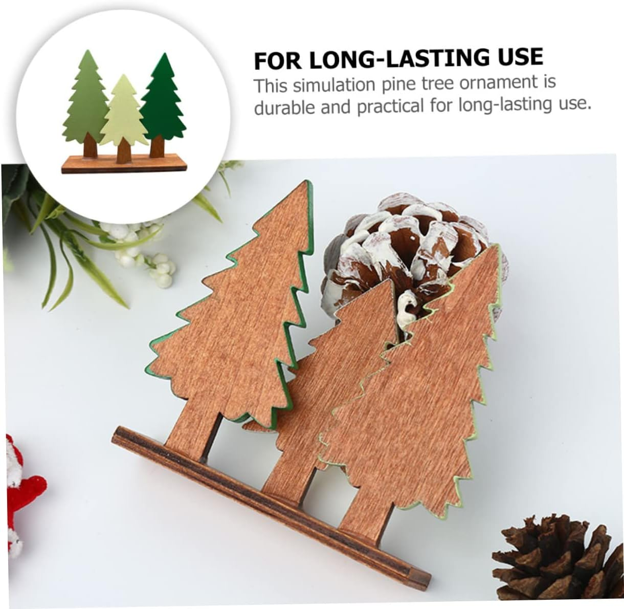 Artificial Pine Tree Ornaments Wooden Simulation Tree Christmas Decoration Home image number 3