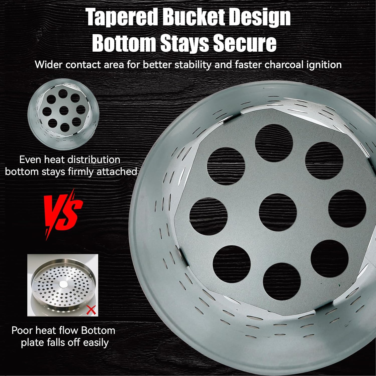 Willbbq Charcoal Starter Chimney Bucket BBQ Coal Starter for Rapid Fire image number 4