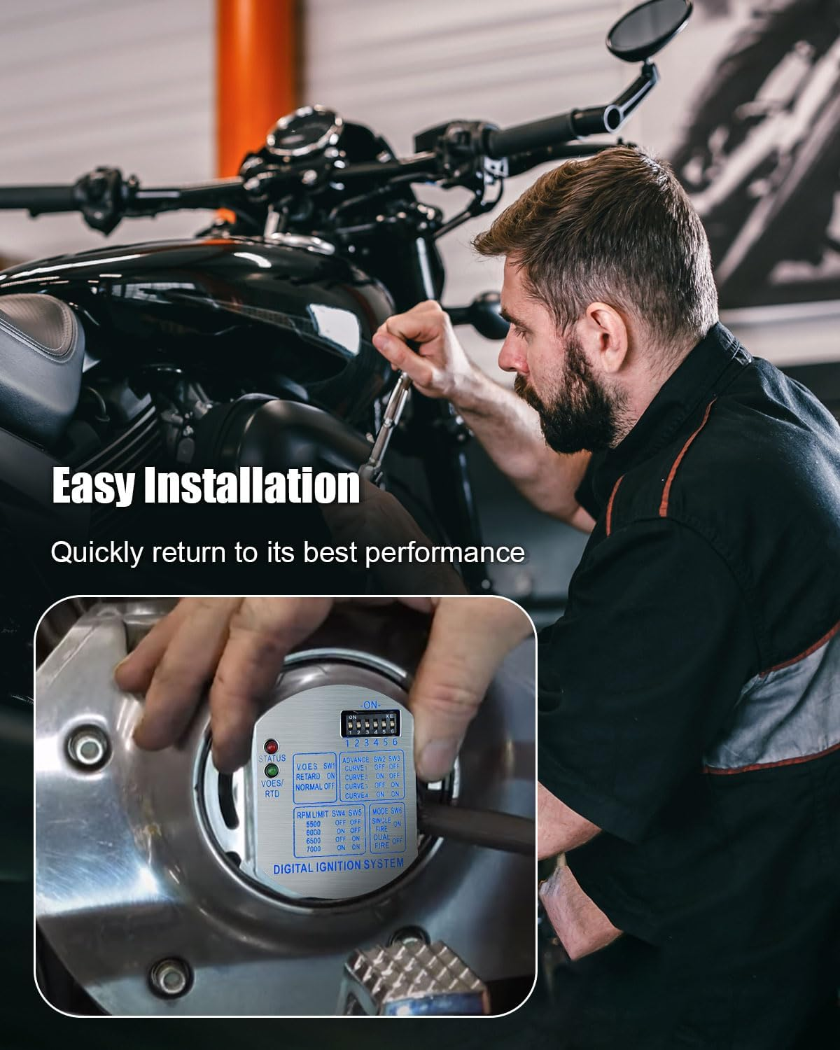 Single Fire Electronic Ignition Programmable Fit for Harley Davidson Carbed Big Twin Models 1970-1999 Sportster Models 1971-2003 Replace 53-644 image number 5