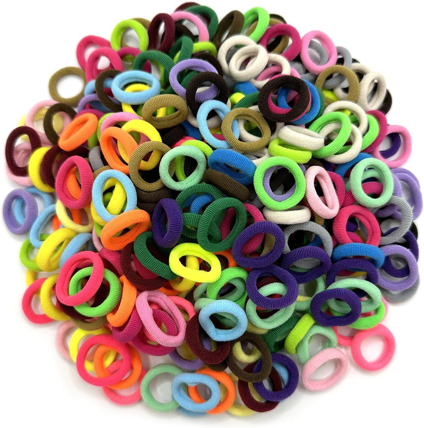 288 Pcs Baby Hair Ties,Seamless Cotton Hair Ties No Damage, Multicolor Small Hair Bands for Little Girls and Kids, Soft Hair Elastic Ponytail Holders, Toddler Hair Accessories (24 Colors) - Dark Color image number 3