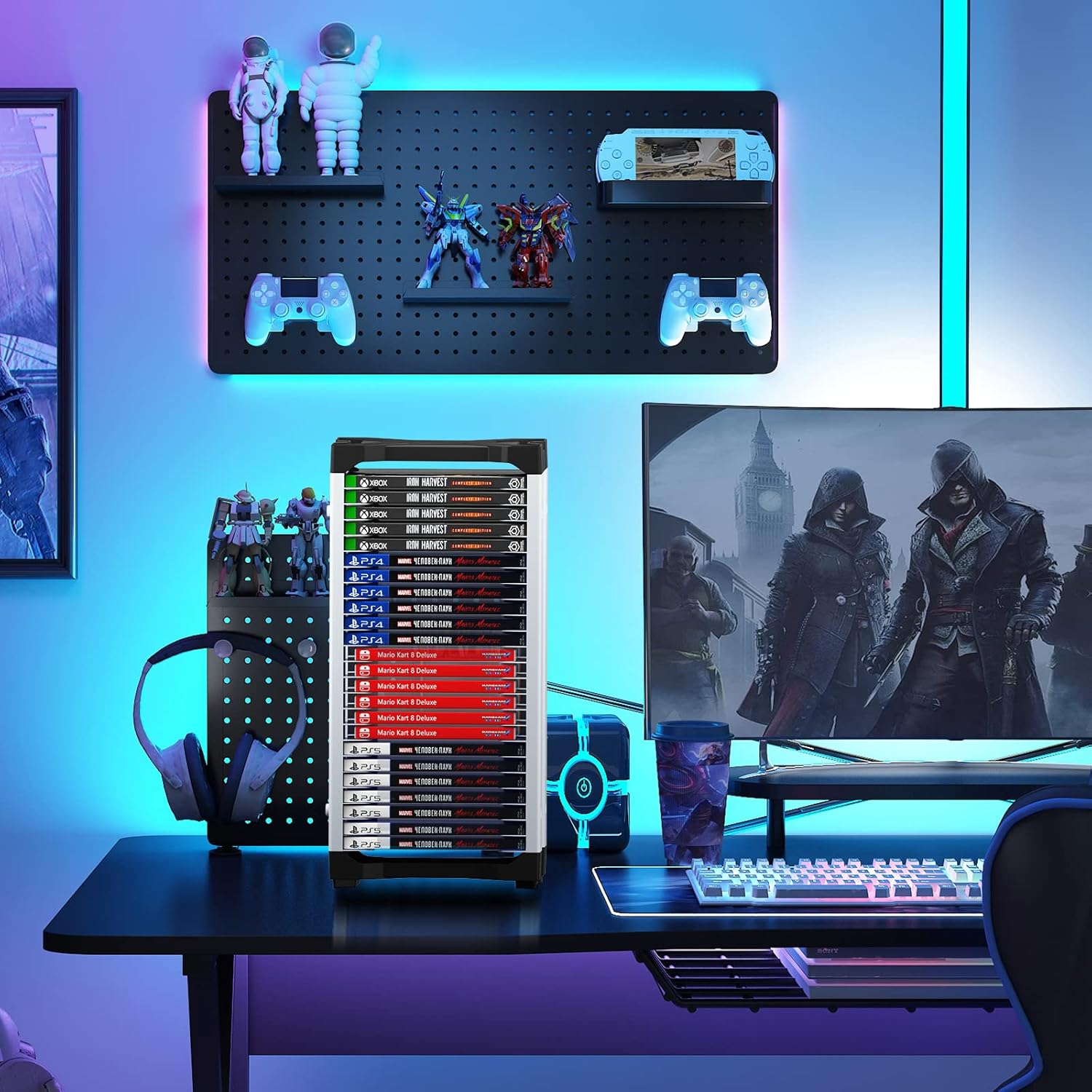 Nargos Video Game Storage Tower for PS5/ PS4/ PS3/ PS2/ Xbox One/Xbox 360 and Xbox Series X/S/Wii/Switch/Switch 2 Game Cases, DVD and Blu-Ray Disks Organizer (23 PCS) image number 7