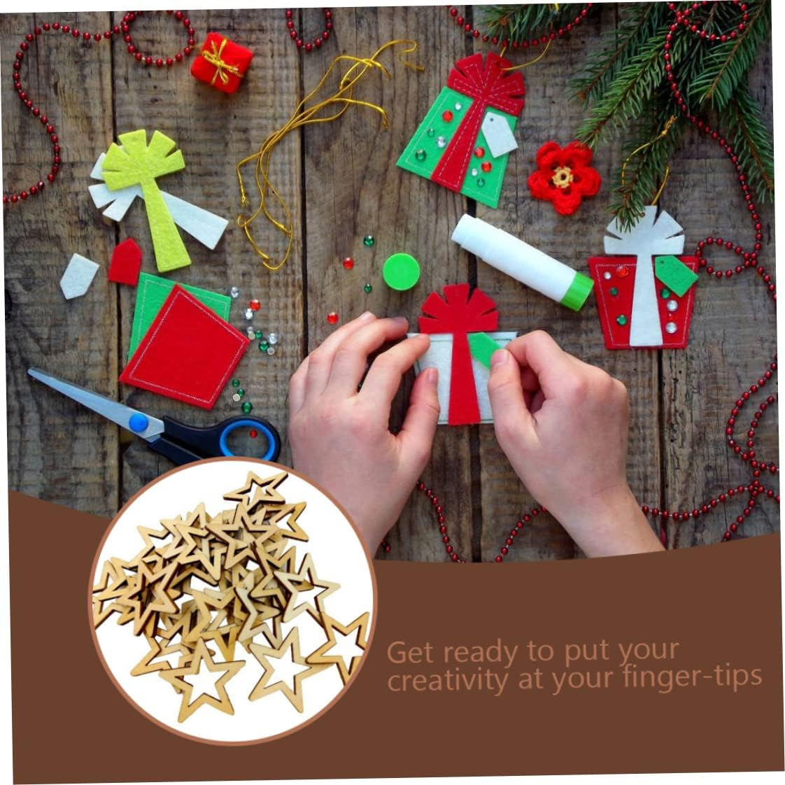 Wooden Stars Unfinished Hollow Natural Wood Slices DIY Craft Project Cutout Embellishments Wooden Hollow Star Crafts Accessories 50Mm 25PCS Home image number 3