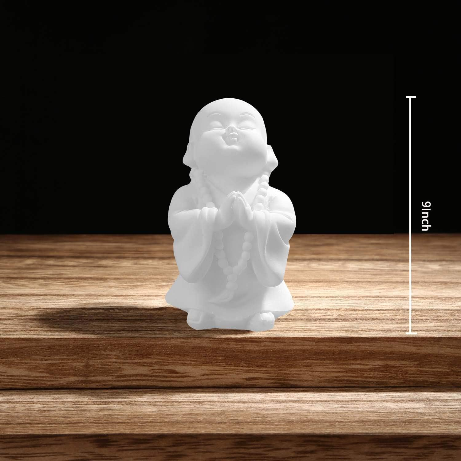 Carefree Fish Buddha Statue Minimalist Sandstone Buda Ornament Monk Figurine Zen Decor Bring Home a Ray of Sunshine 9Inch image number 4