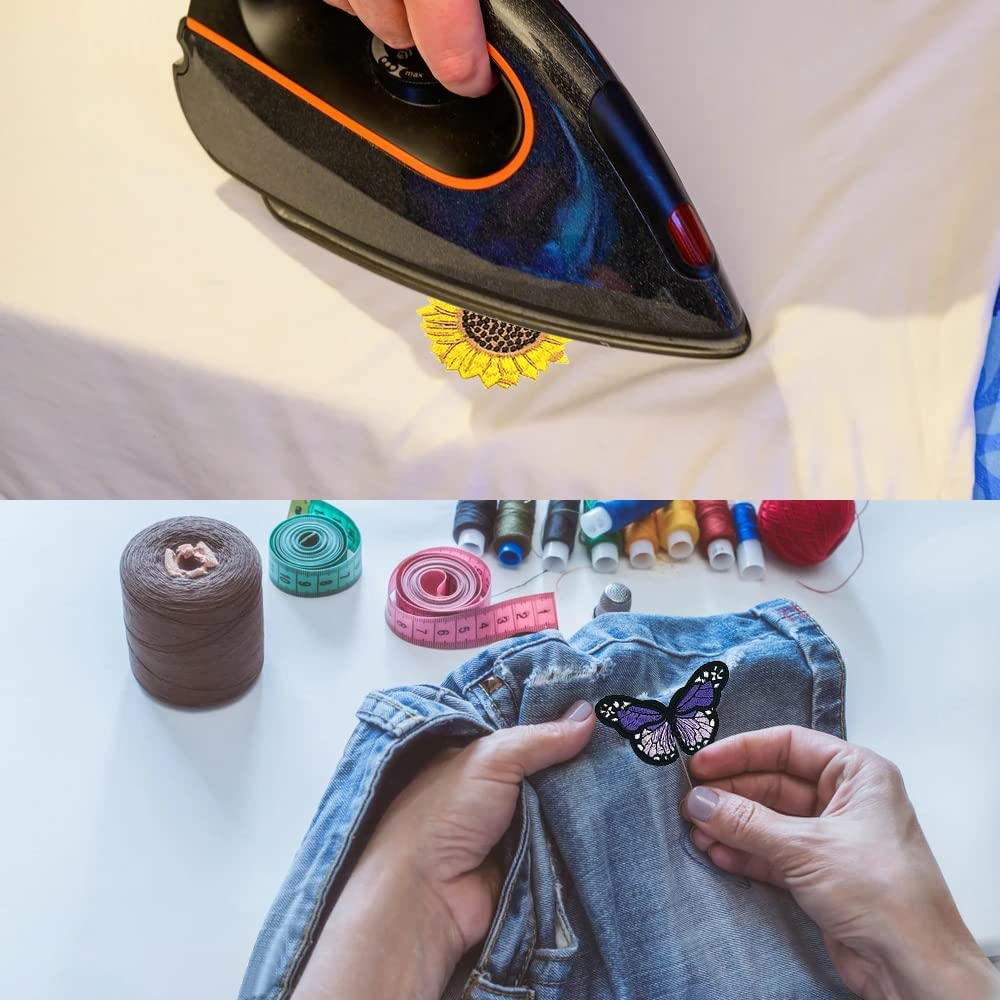 Sourceton 35 PCS Flowers Embroidered Iron on Patches, Sunflowers Butterfly Iron on Patches Set for Clothing Jeans,Bags, Arts Crafts DIY (Butterfly, Sunflower, Daisy) image number 3