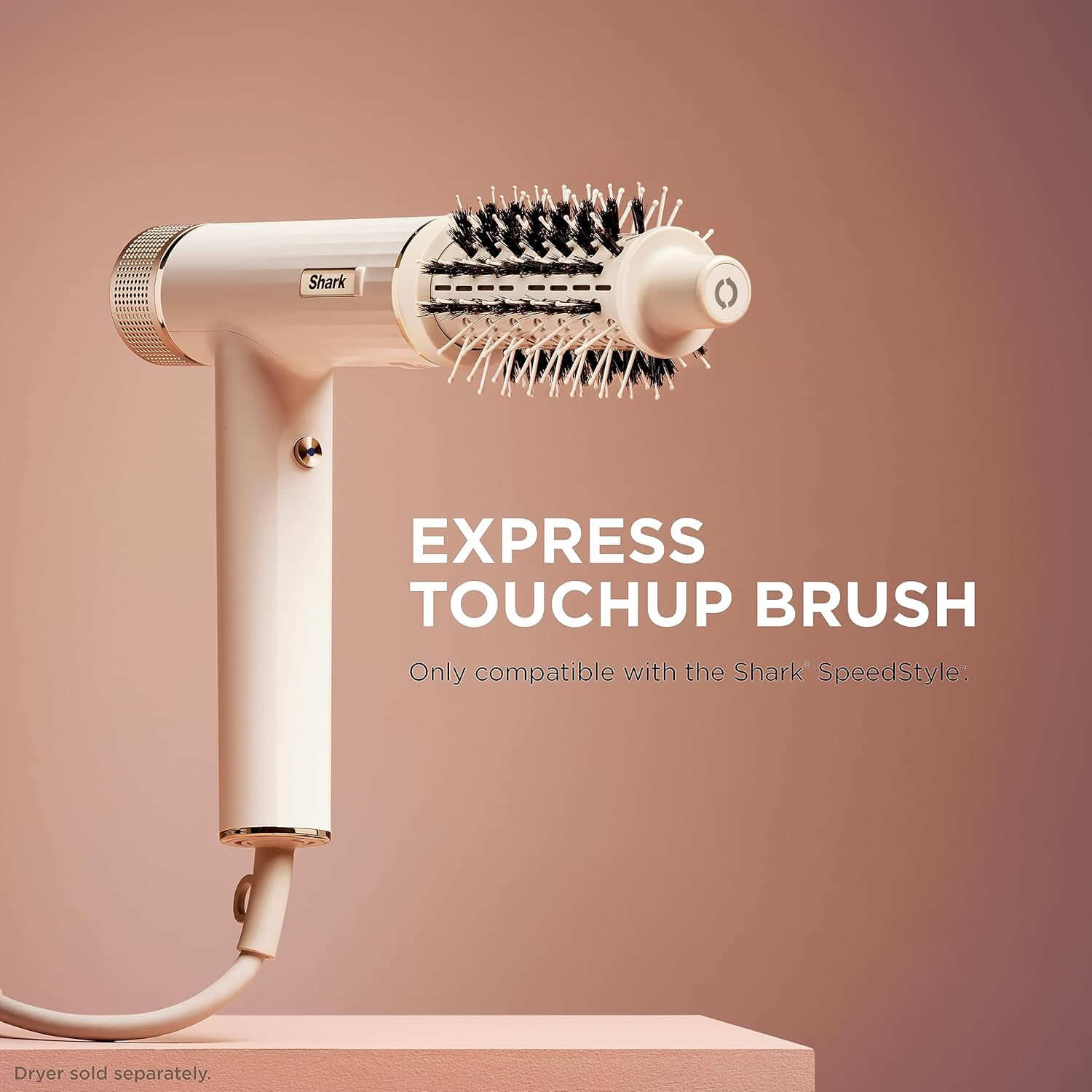Shark Speedstyle Express Touchup Brush, Attachment for Shark Speedstyle Blow Dryers, Hair Drying & Styling Tool, for Shaping Bangs, Layers, & Ends, for All Hair Types, Stone, XSKHD3RRBA