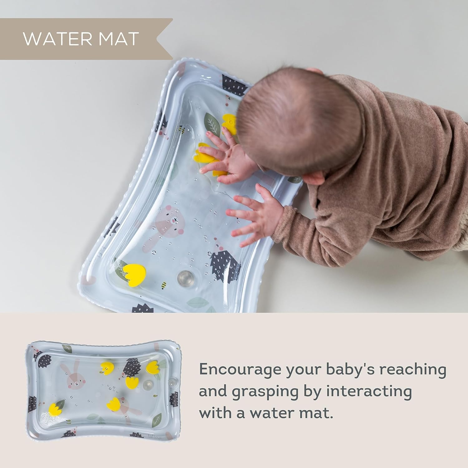 Taf Toys Tummy Time Set with Water Mat and Supportive Cushion for Baby Development &ndash; Infant Activity Play Mat and Lounge Pillow for Newborns, Infants, and Toddlers