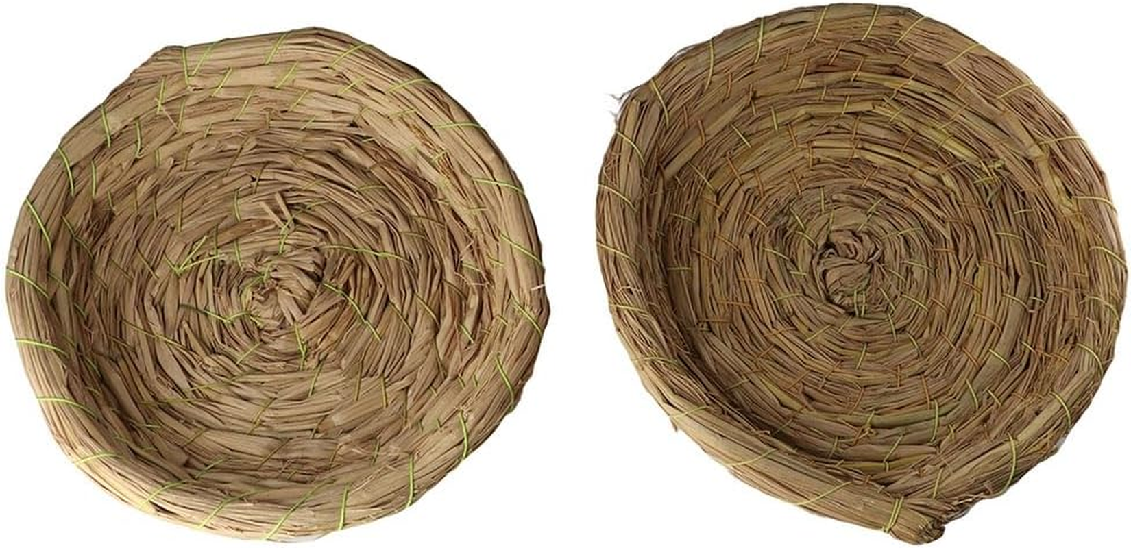 2PCS Handmade Woven Flat Base Straw Bird Nest Parrot Bed Breeding Nest Hatch House Cage for Dove, Pigeon, Parrot, Rabbits, Hamster