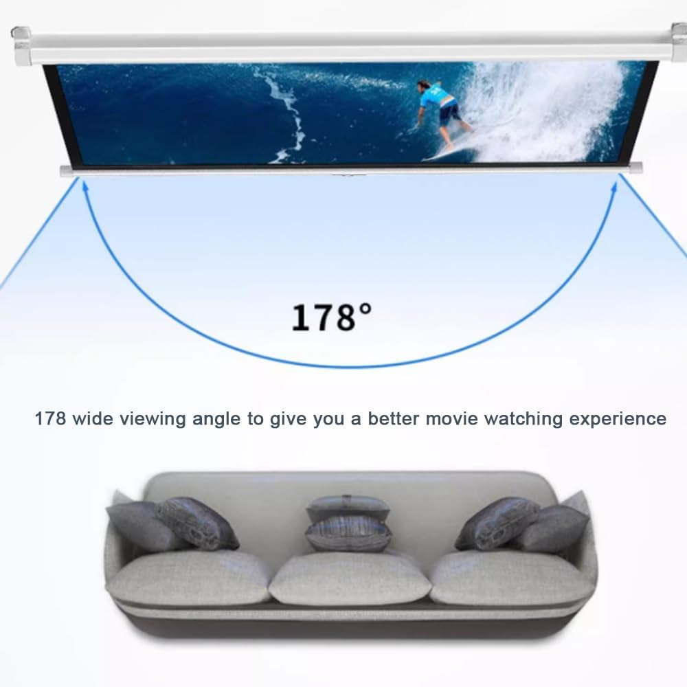 60"/72" Manual Pull down Projector Screen Auto-Lock, 4K HD Movie Screen for Office/Home Cinema/Outdoor, Retractable Projector Screen, Wall/Ceiling Mounted(60Inch(4:3)) image number 1