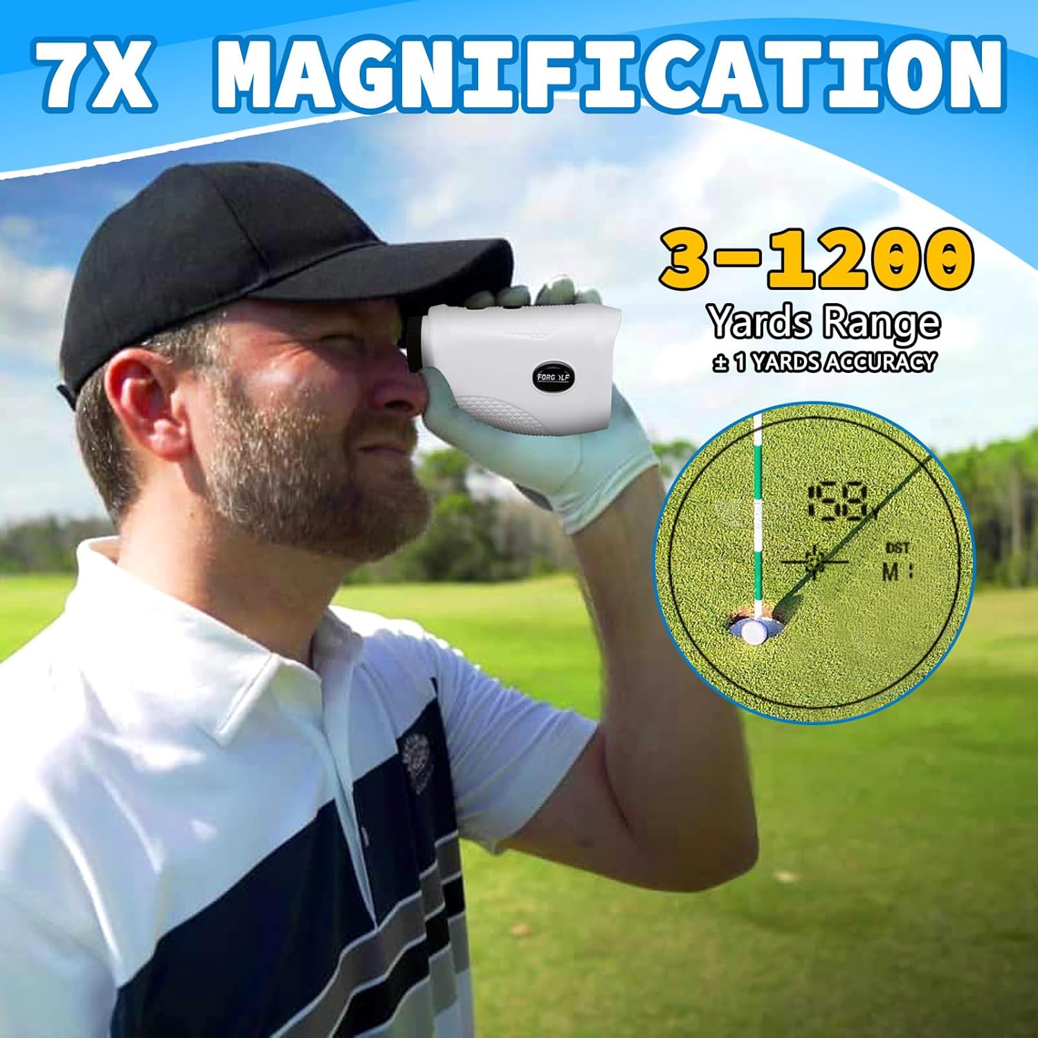 Range Finder Golfs,1200 Yards Distance Rangefinder,7X Magnification Rangefinder Golfs with Slope,Flag Pole Lock Vibration,Distance Measuring,Rechagreable image number 3