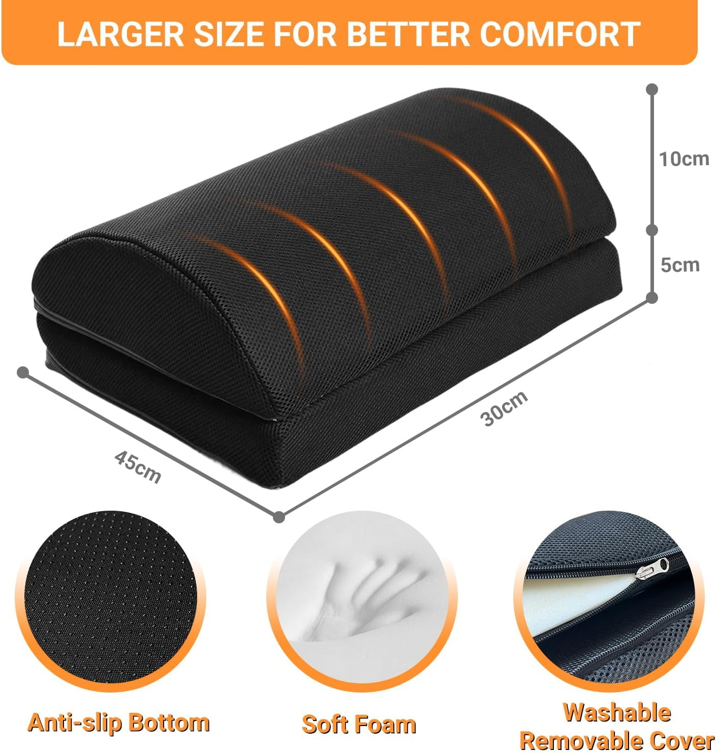 Simofuze Foot Rest under Desk, Ergonomic Footrest, Foot Pillow with Memory Foam, Adjustable Detachable Cushion, Desk Foot Rest with Anti-Slip Cover, Foot Stool for Office, Home and Gaming image number 2