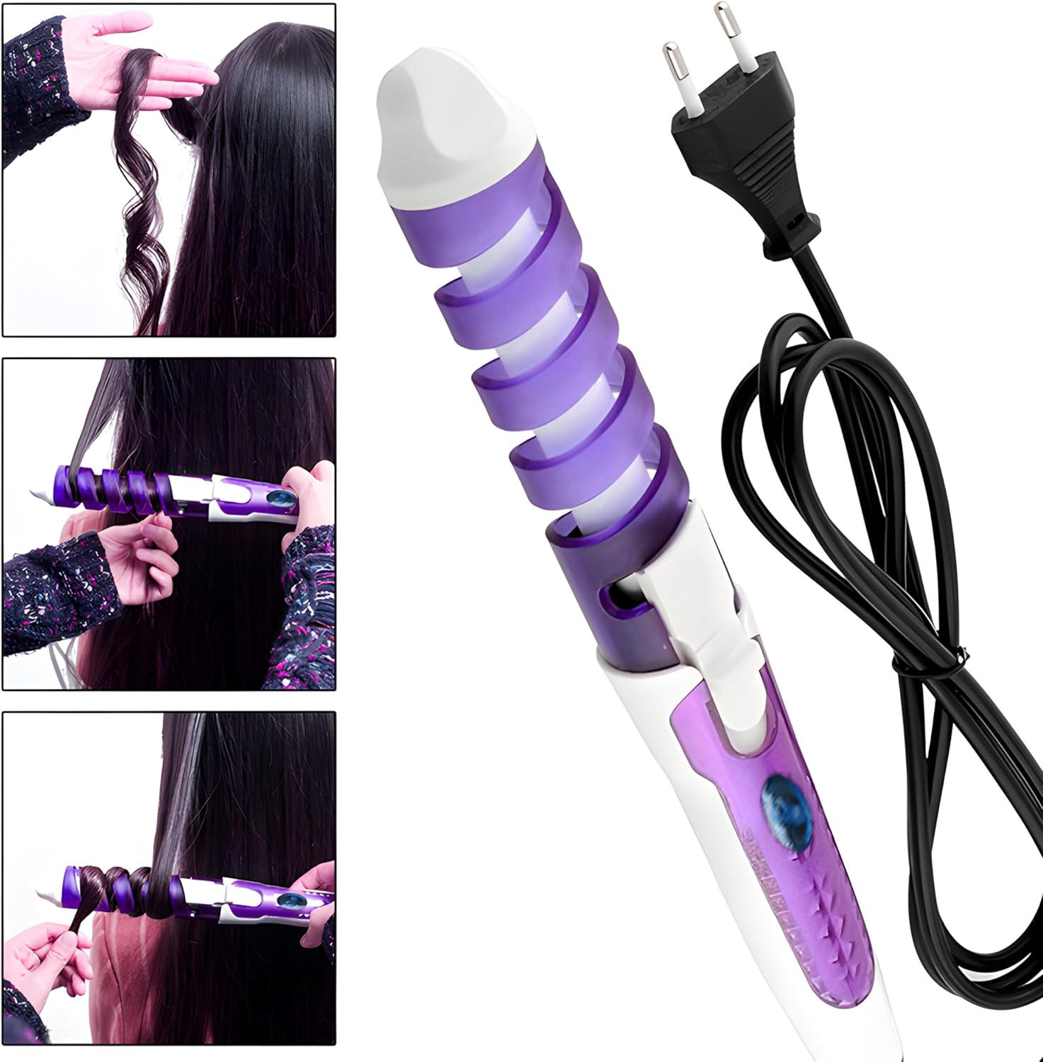 Retoo Curling Iron Ceramic Curlers Large Curls Spiral Ceramic Coating 210&deg;C Curling Iron Professional Hairdressing Salon Hair Curls Violet image number 2