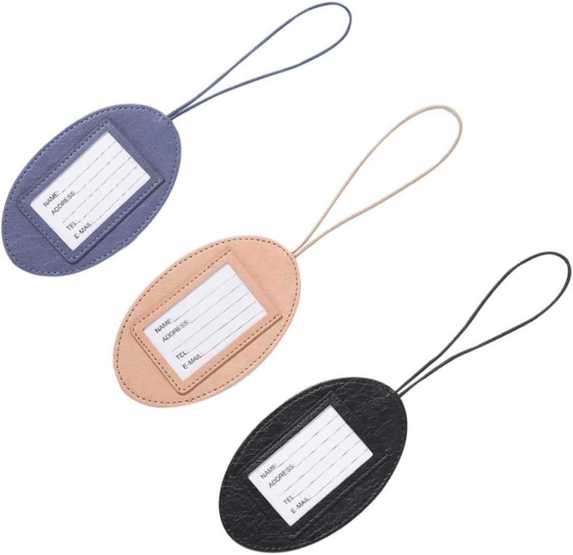 Homoyoyo 3Pcs Multifunctional Pu Leather Travel Id Tags round Cartoon Luggage Labels Random Colors for Easy Suitcase Identification image number 1