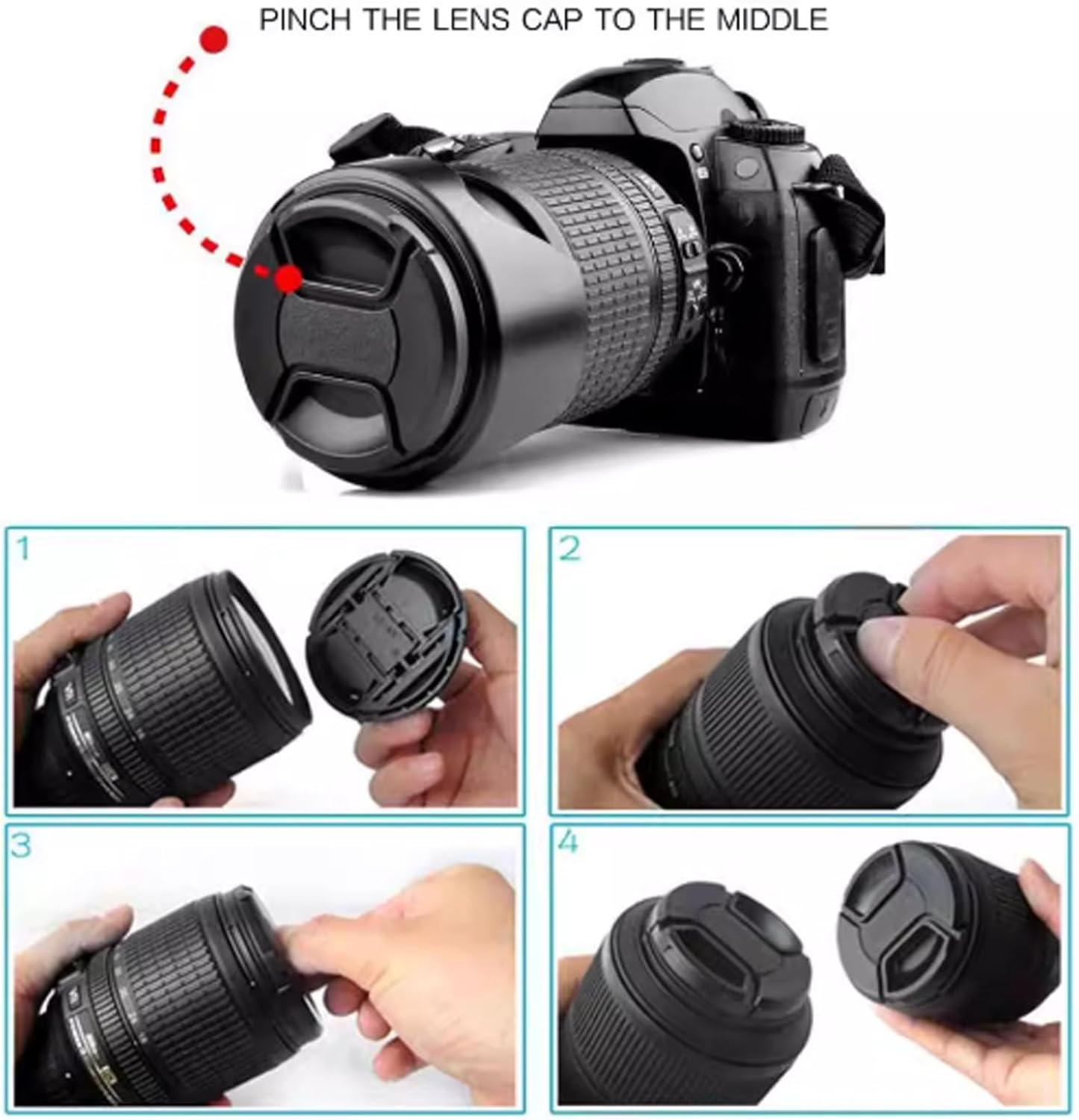 Wisoqu Front Lens Cap Cover, Center Pinch Lens Cover with Anti-Loss Keeper Leash, for Camera Accessories (77Mm) image number 6