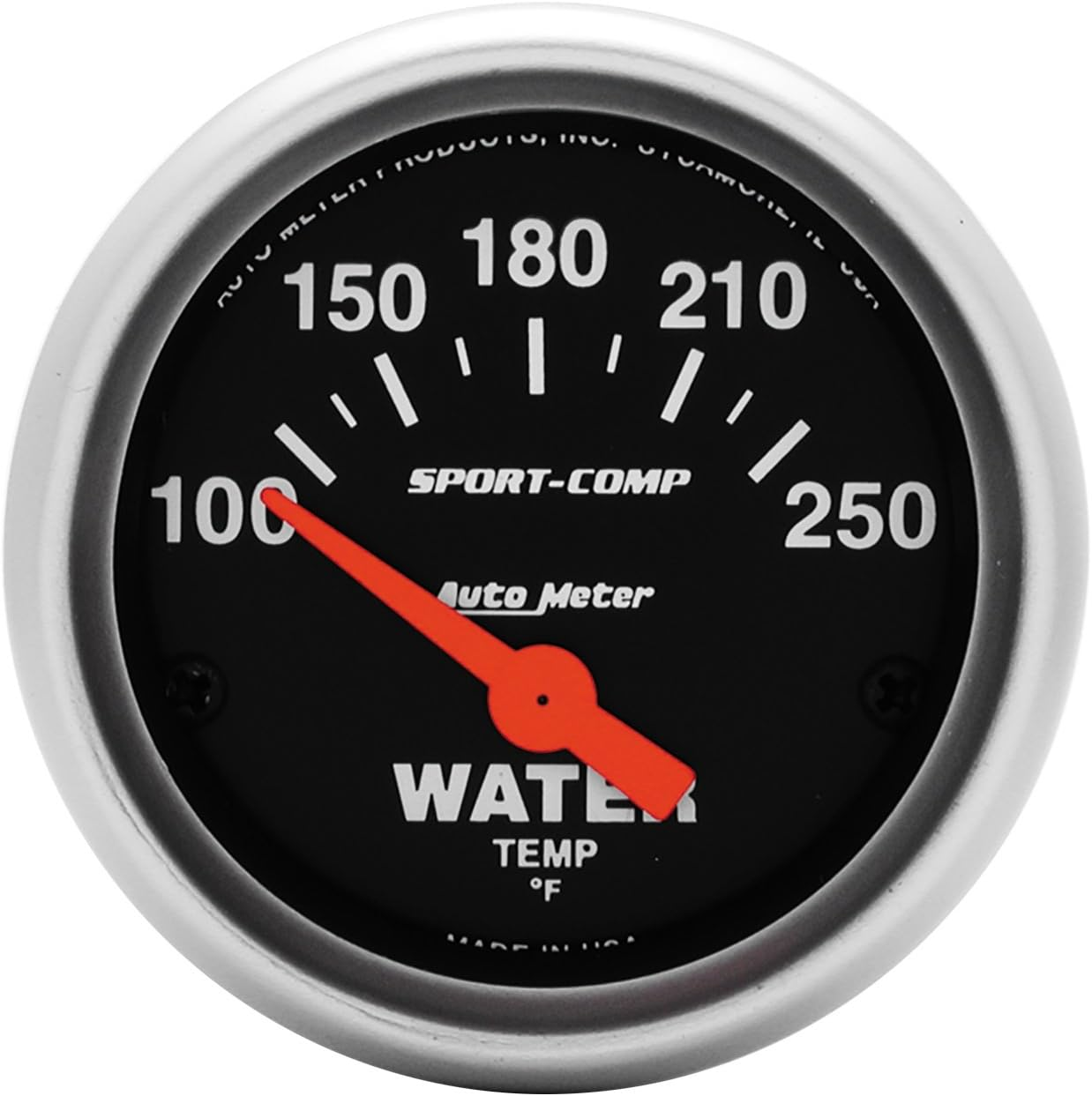 Autometer Gauge, Sport-Comp, Water Temperature, 2 1/16 In., 100-250 Degrees F, Electrical, Each