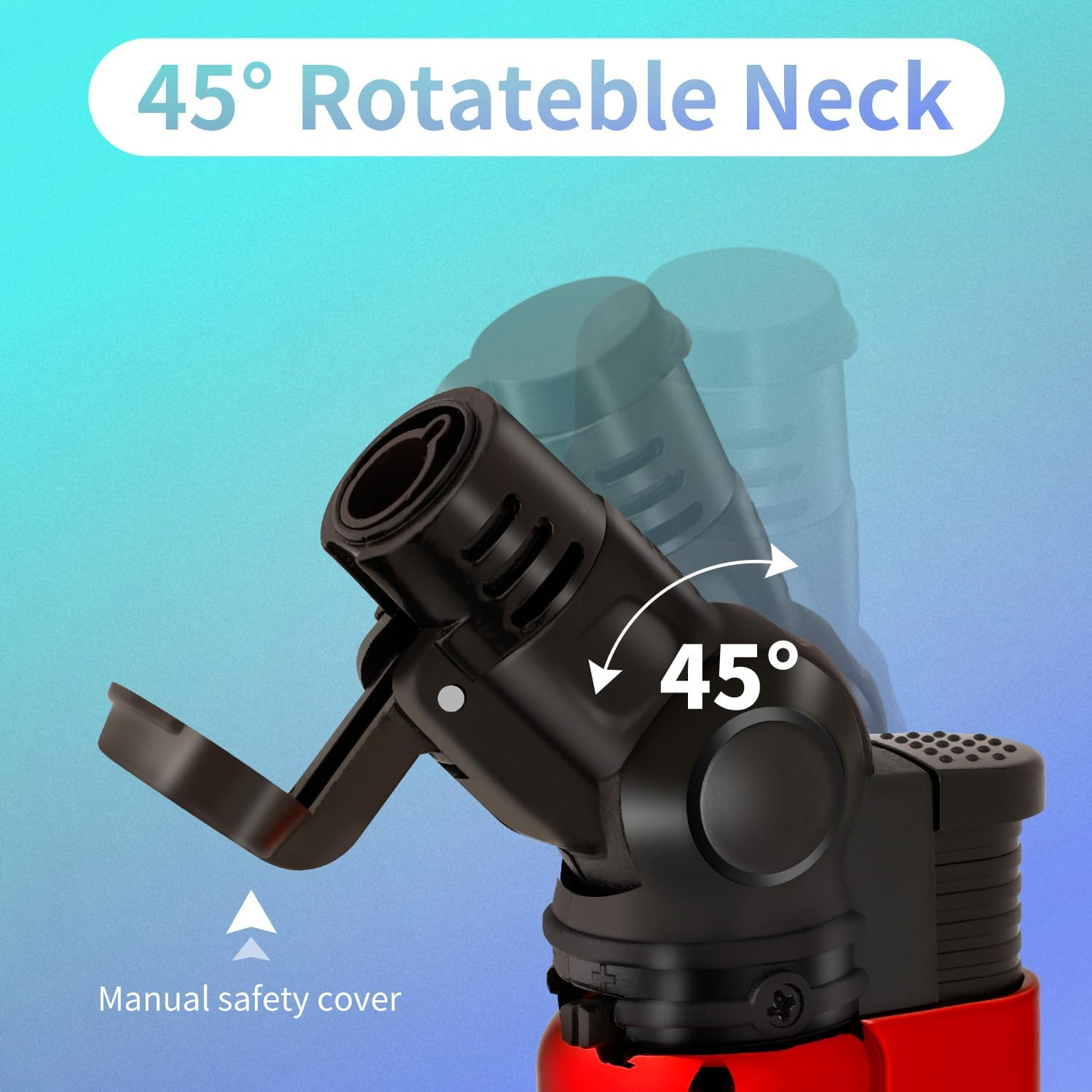 Pack of 5 Torch Lighter, Mini Jet Single Flame Butane Lighters, Multi-Purpose Lighter,45&deg; Rotatable for Campfires, Candle, Fireplaces, Christmas Party Favors (Gas Not Included)