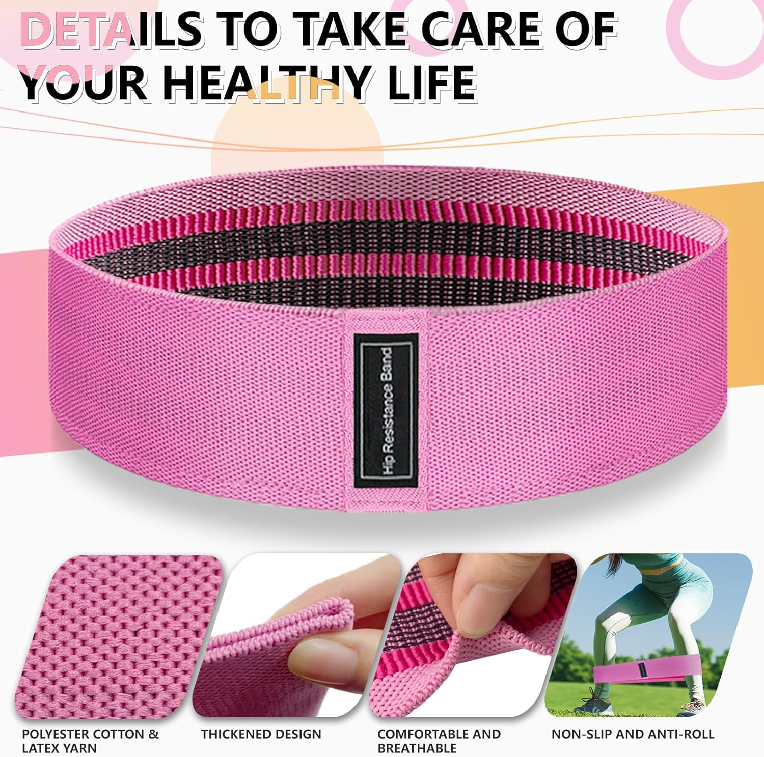 Kakuje Exercise Bands,Resistance Bands for Working Out with 3 Resistance Levels, Multi-Colored Workout Bands for Indoor and Outdoor Fitness, Leg Strength Training, Rehab, Yoga image number 6