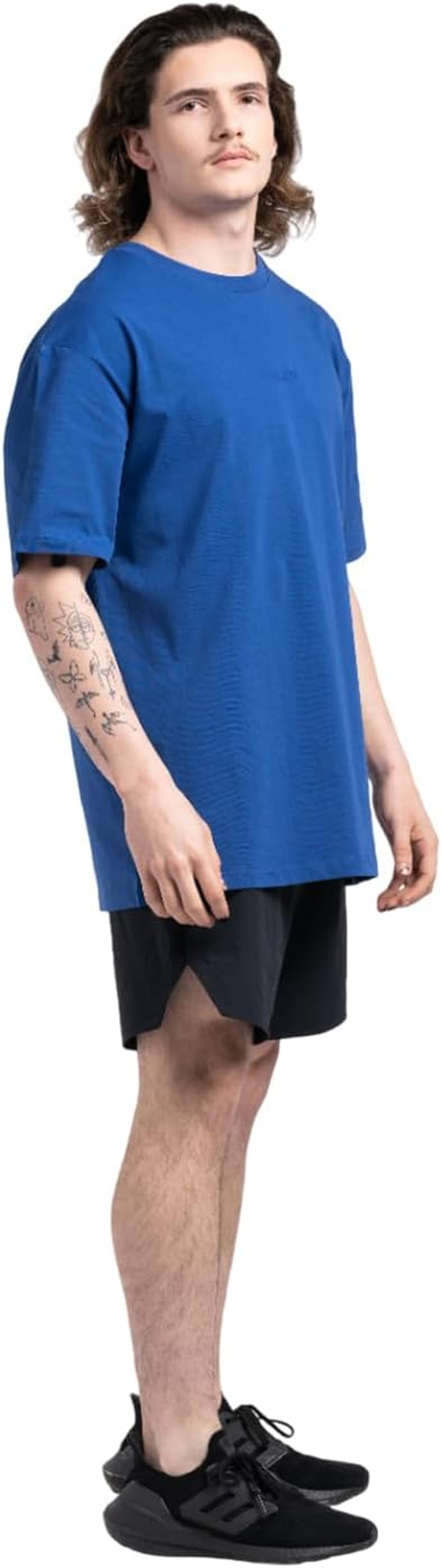 Innlete Premium 100% Cotton T-Shirt &ndash; Oversized Workout Tee, Unisex Casual Summer Top - Blue, Small image number 6