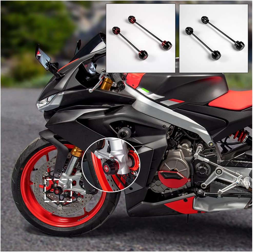 Motorcycle Front Rear Wheel Slider Axle Fork Sliders Frame Falling Protector Crash Pad Protection Aluminum Kit for Aprilia RS 660 RS660 2020 2021 2022 2023 Motorbike Accessories Parts (Red) image number 5