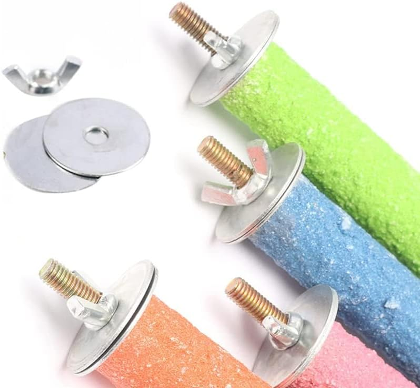 5 Sizes Colorful Pet Bird Cage Perches Stand Platform Chew Toy for Parrot Bites, Durable Emery Pet Bird Cage Accessories image number 3