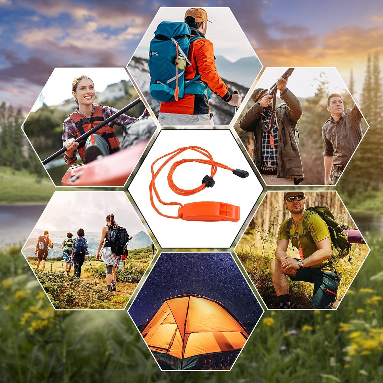 Limcryspp 2 Emergency Whistles Safety Lifeguard Whistles Survival Sharp Loud Explosions with Children Rope Kayak Life Jacket Boating Fishing Boat Camping Hike Hunting Rescue Dog Signals image number 1