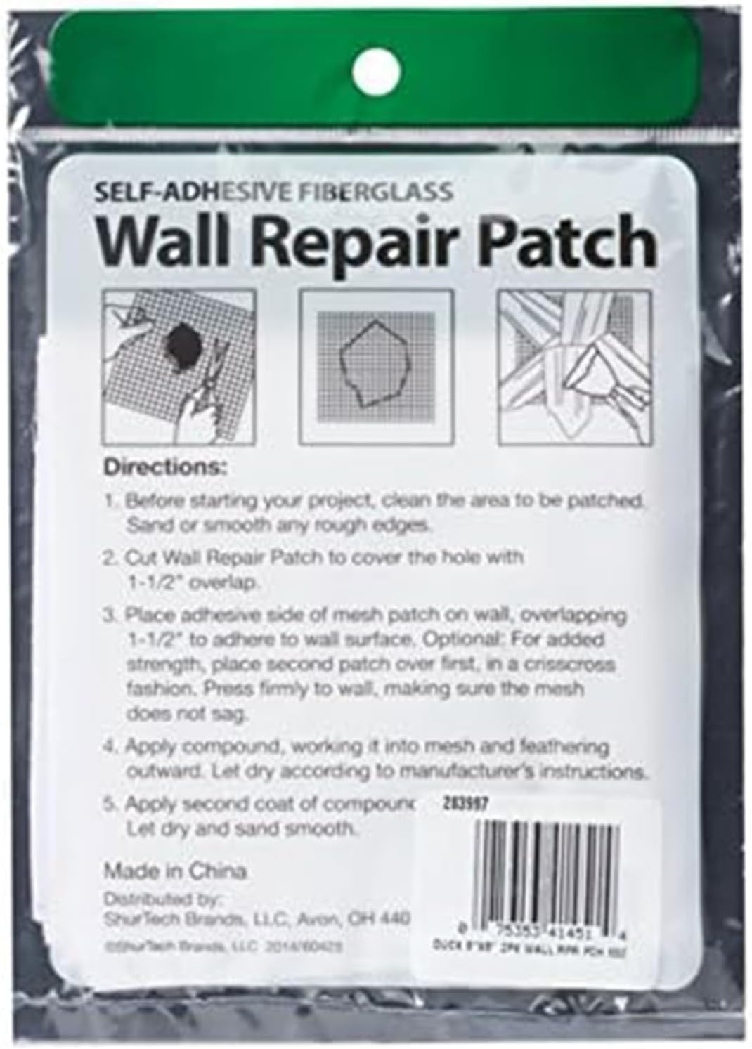 Duck Brand Fiberglass Wall Repair Patch, White, 8 Inches X 8 Inches, 2 Pack (283997) image number 1