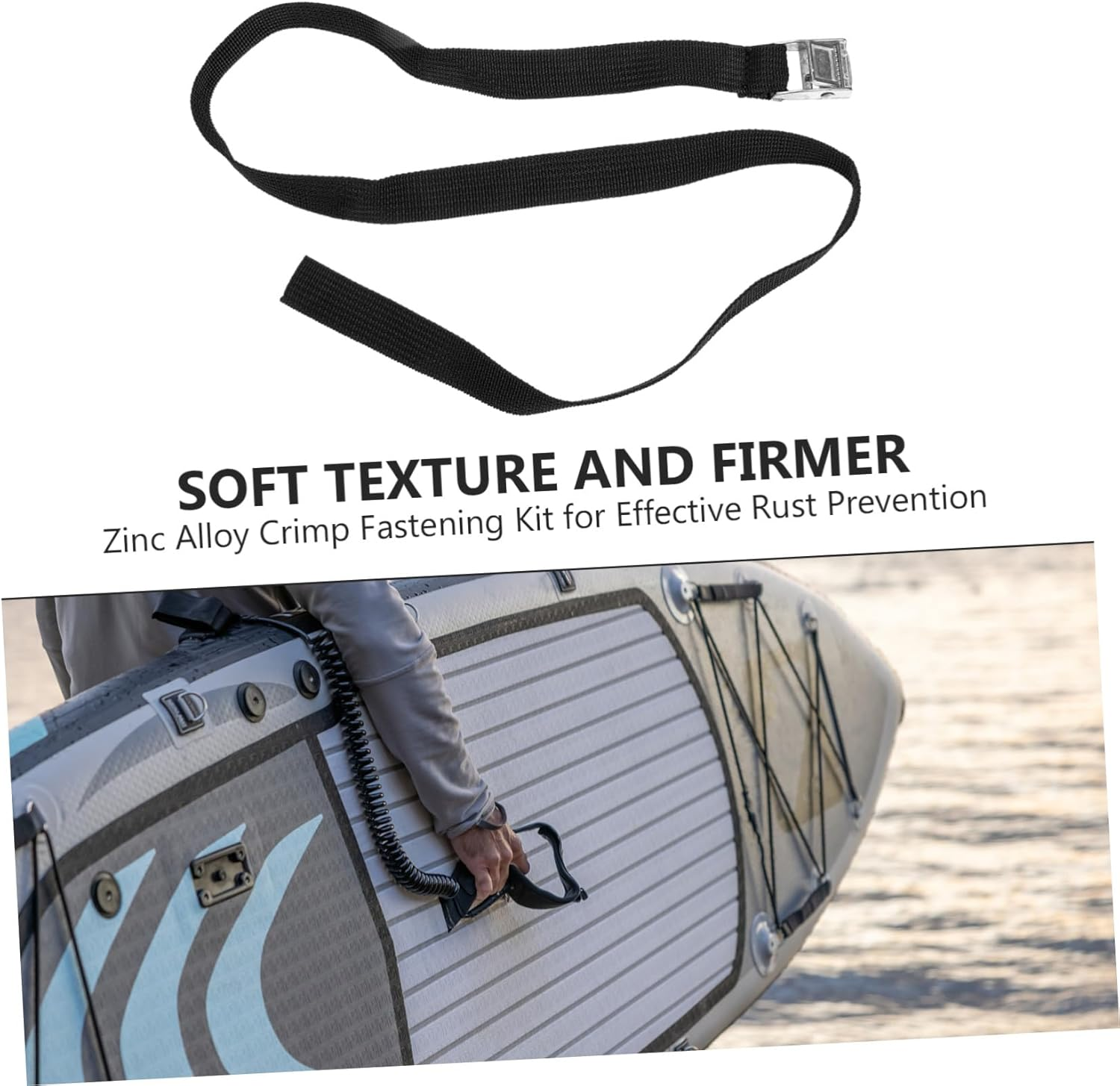 KOCKSHION 2Pcs Kayak and Surfboard Tie down Straps Travel Equipment Bundling Belt with Heavy-Duty Buckles Adjustable Roof Rack Straps for Outdoor Adventure and Luggage Secure image number 2