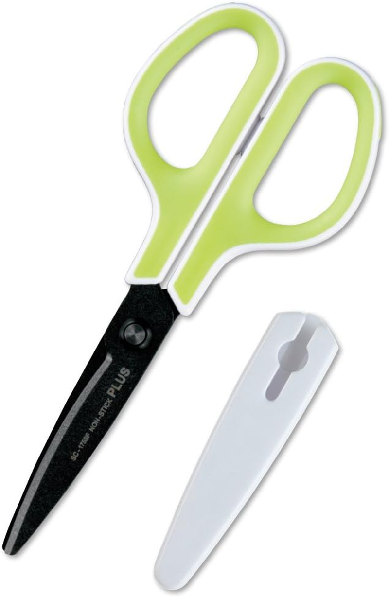 Plus Scissors SC-175SF Fit Cut Curved Fluorine Coated Memory Foam Grip White/Green 34-545 - Multicolor (White / Blue) image number 6