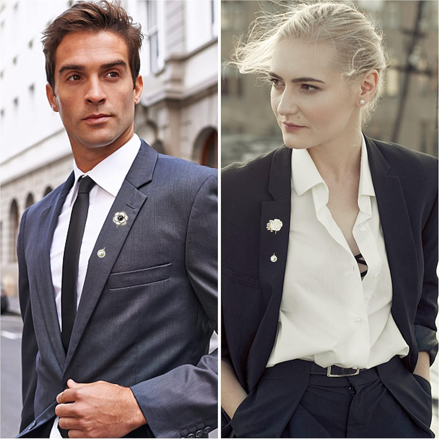 4 Pieces Sweater Shawl Clip Pearl Brooches Rhinestone Safety Pins for Women Girls Bouquet Pins Clothing Decoration image number 3