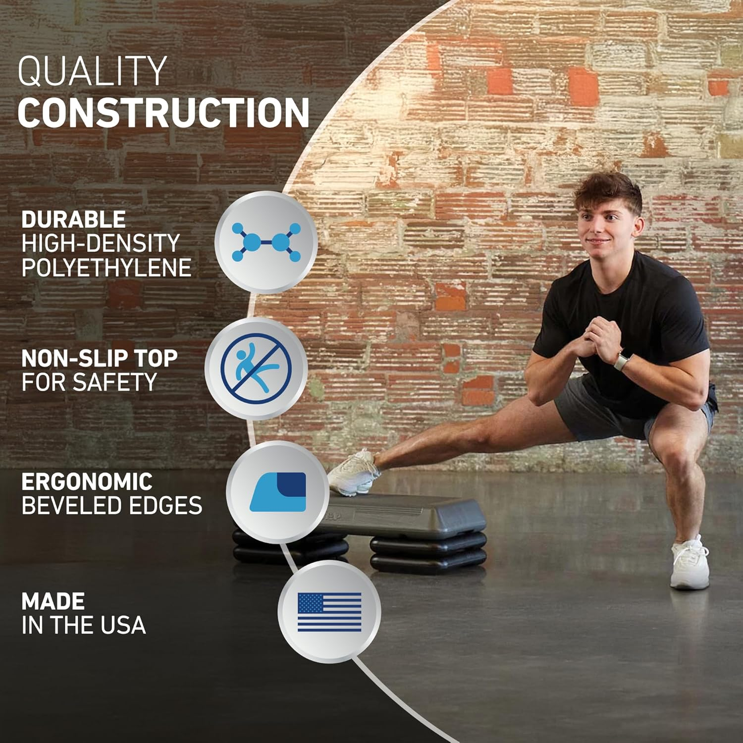 The Step (Made in USA) Original Aerobic Platform &ndash; Circuit Size Grey Aerobic Platform and Original Black Risers image number 5