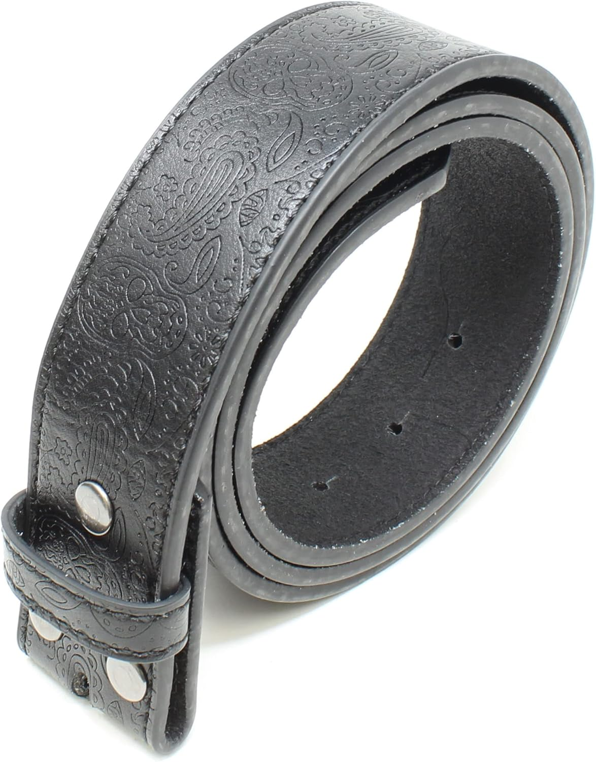 Leather Belt Strap with Western Skull and Paisley Embossed Pattern 1.5" Wide with Snaps image number 3