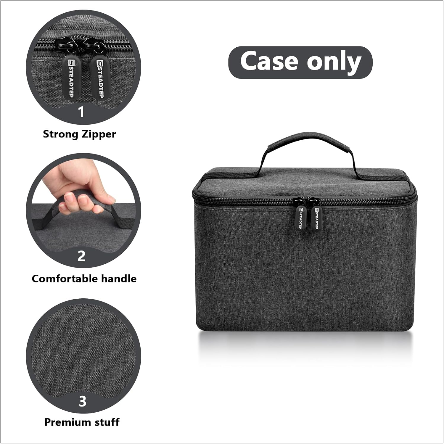 Steadtep Digital Hand Mixer Carrying Bag for Kitchenaid 5/6/ 7/9 Ultra Power Speed Hand Mixers, Portable Travel Storage Case Bag with Handle for Kitchen Aid Mixer Accessories (Box Only) - Grey image number 1