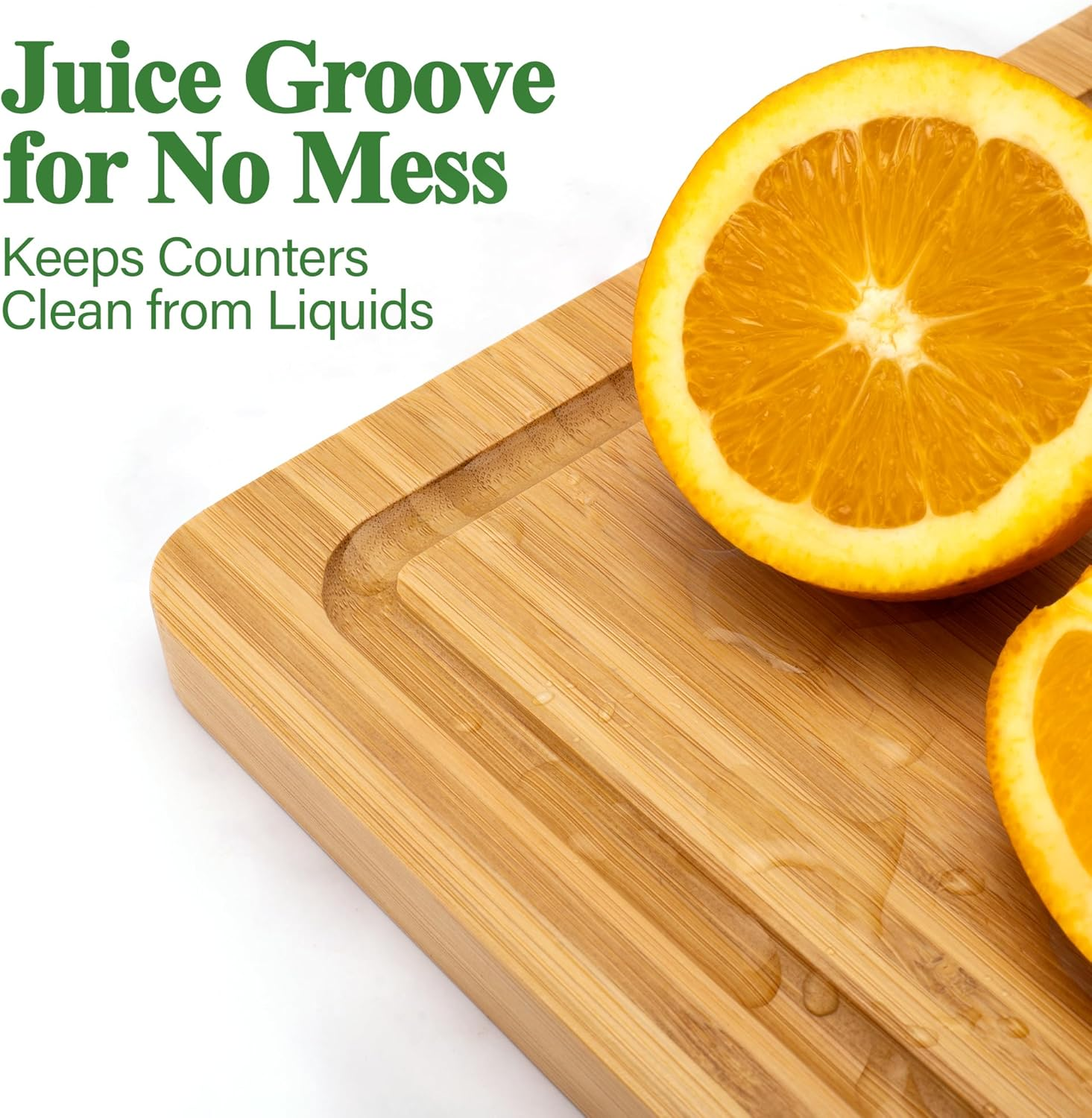 TJ POP Bamboo Chopping Board 3-Piece, Cutting Board Set with Juice Groove, Wooden Chopping Boards with Stand, Perfect for Kitchen Meal Prep & Serving image number 5