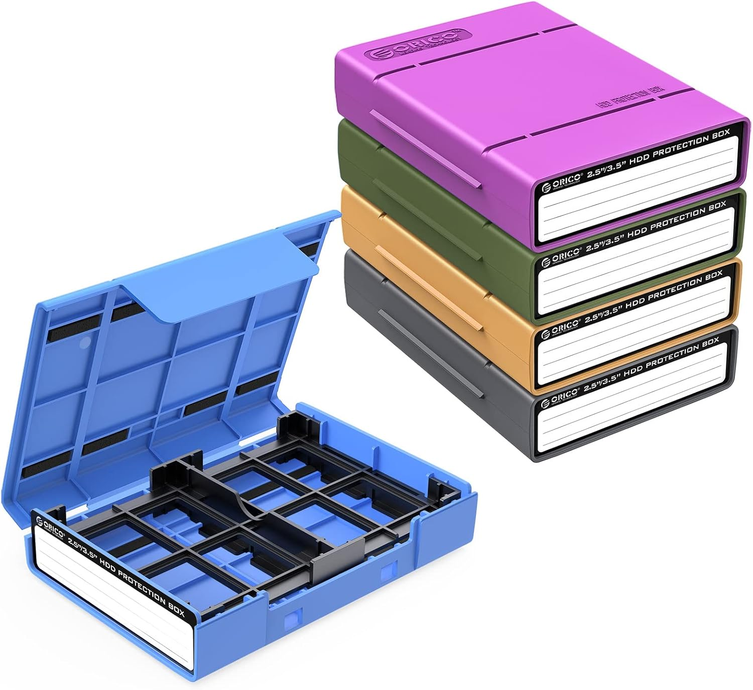 ORICO 5-Pack Hard Drive Carrying Case Protective Box for 3.5/2.5 Inch SSD HDD Portable with Anti-Static,Shockproof and Dust Proof Travel Storage Bag-Php25-5C image number 4