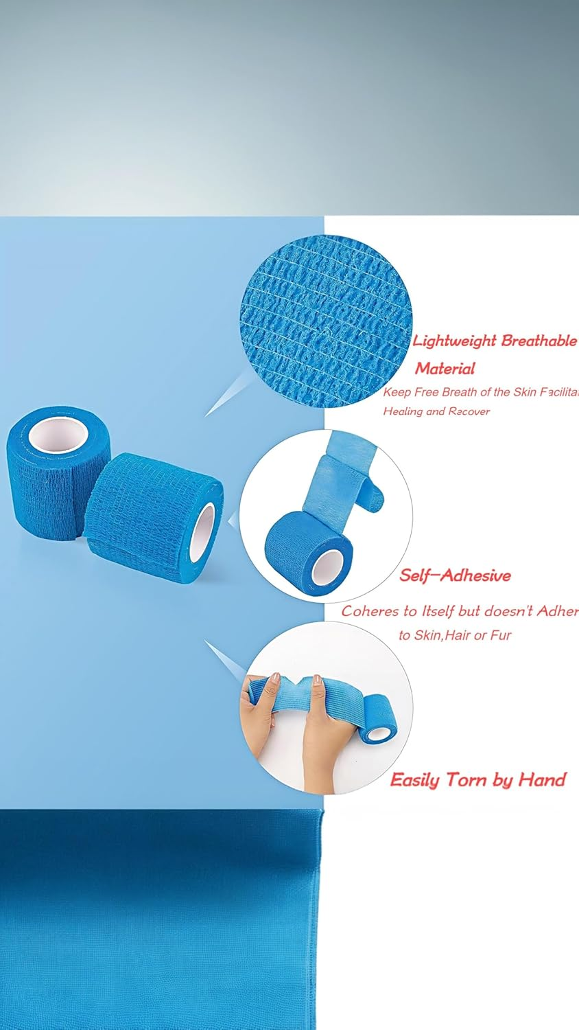 Honwor 12 Rolls Self-Adherent Cohesive Bandage Wrap for S & Sports - Elastic, Water-Resistant, Breathable for Wrist, Ankle Support & Recovery (10 Colors) image number 2