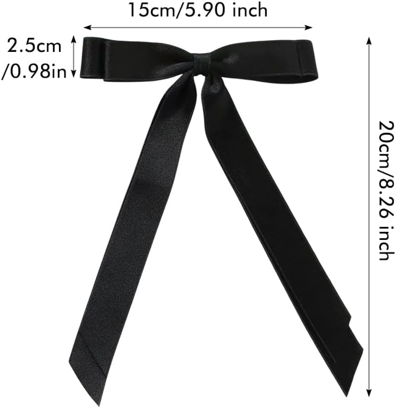 Pack of 2 Hair Bow, Elegant Hair Bow, Women'S Bow Hair, French Hair Clip Bow, Non-Slip Silky Satin Hair Bows Girls (White/Black) image number 2