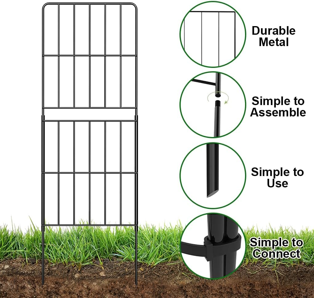 10Pack Garden Fence 92Cm Height Strong Metal Fencing Panels 92Cm Height Flower Bed Animal Barrier Border image number 6