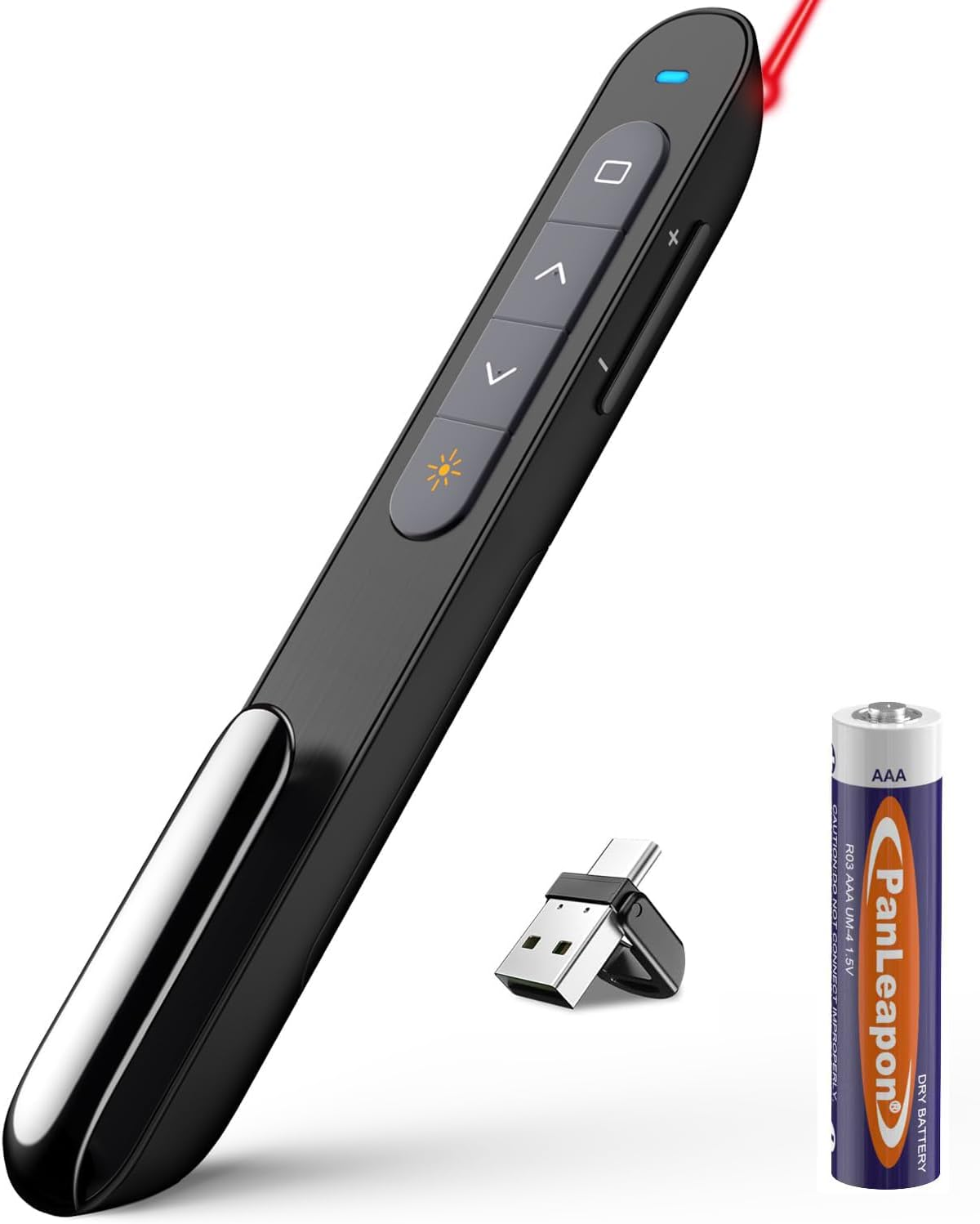 Usb/Type-C 2 in 1 Presentation Clicker for Powerpoint, Hyperlink Volume Control Wireless Presenter Remote Presentation Pointer Slide Advancer PPT Clicker for Mac Ipad Computer Laptop image number 2