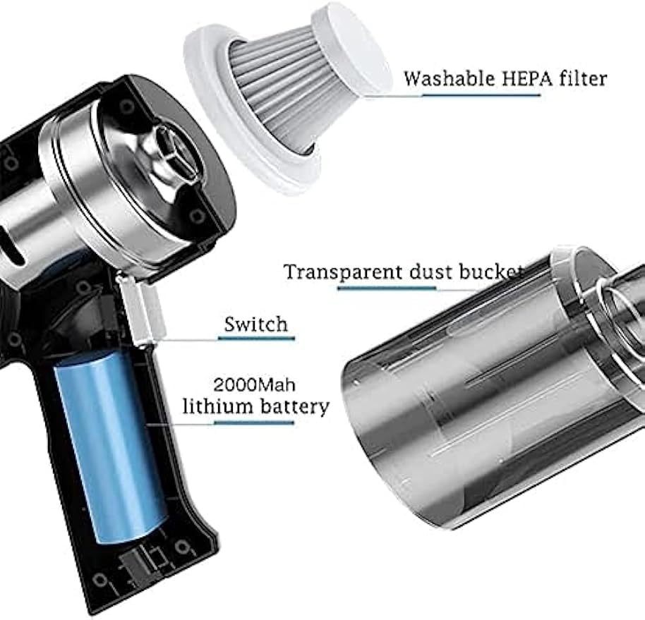 Askan Handheld Vacuum 9000Pa, Powerful Hand-Held Cordless Vacuum Cleaner, Portable Vacuum with 120W Rechargeable Power Wet Dry Hand Held Car Vacuum HEPA Filter for Car, Home, Office