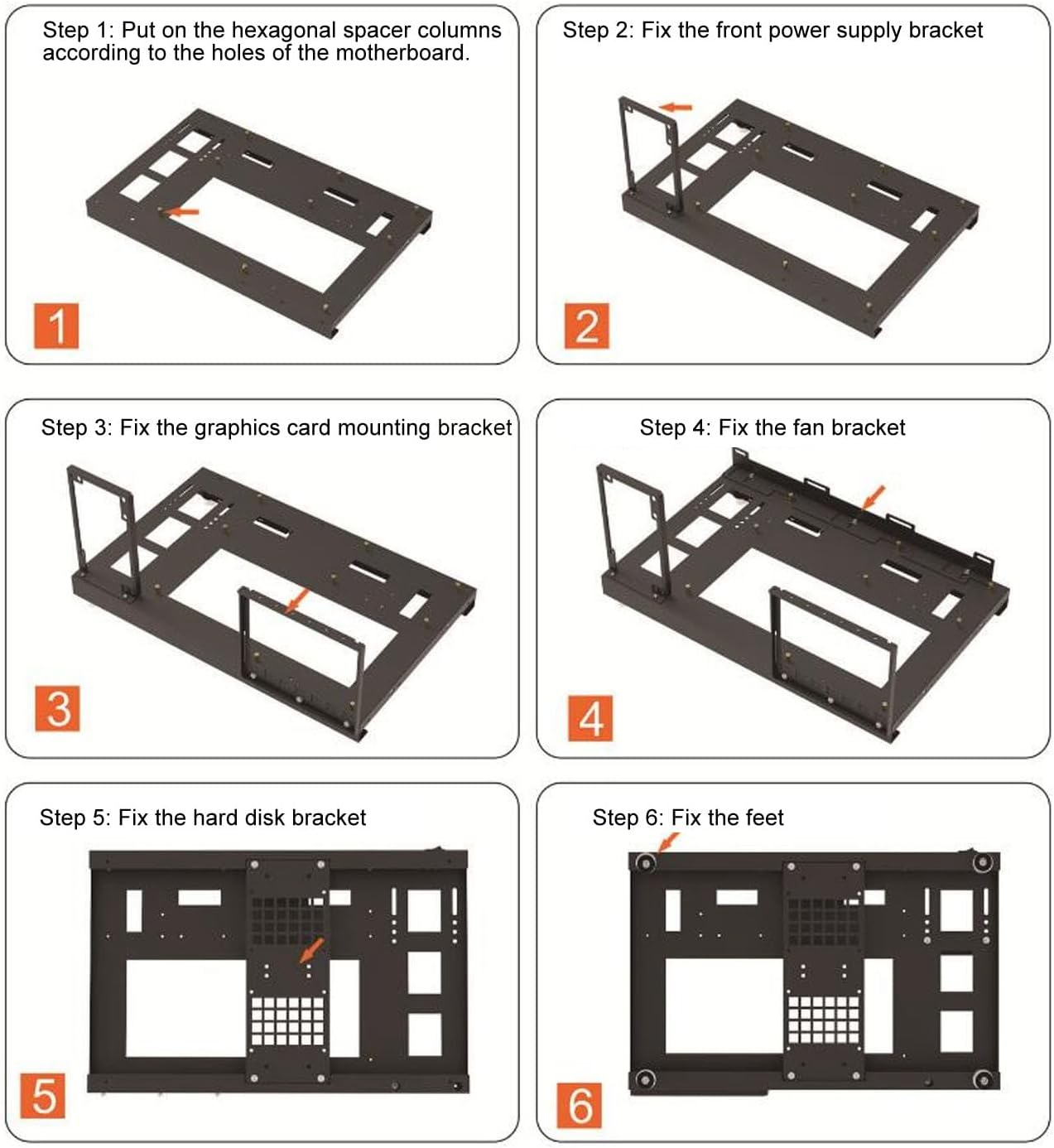 ATX Computer Case, Micro ATX Case for ATX,M ATX, ITX Motherboards,360 Water Cooling, Etc, Open PC Case Frame with Handle Can Stand or Lie, Powerful Cooling Steel Plate image number 3