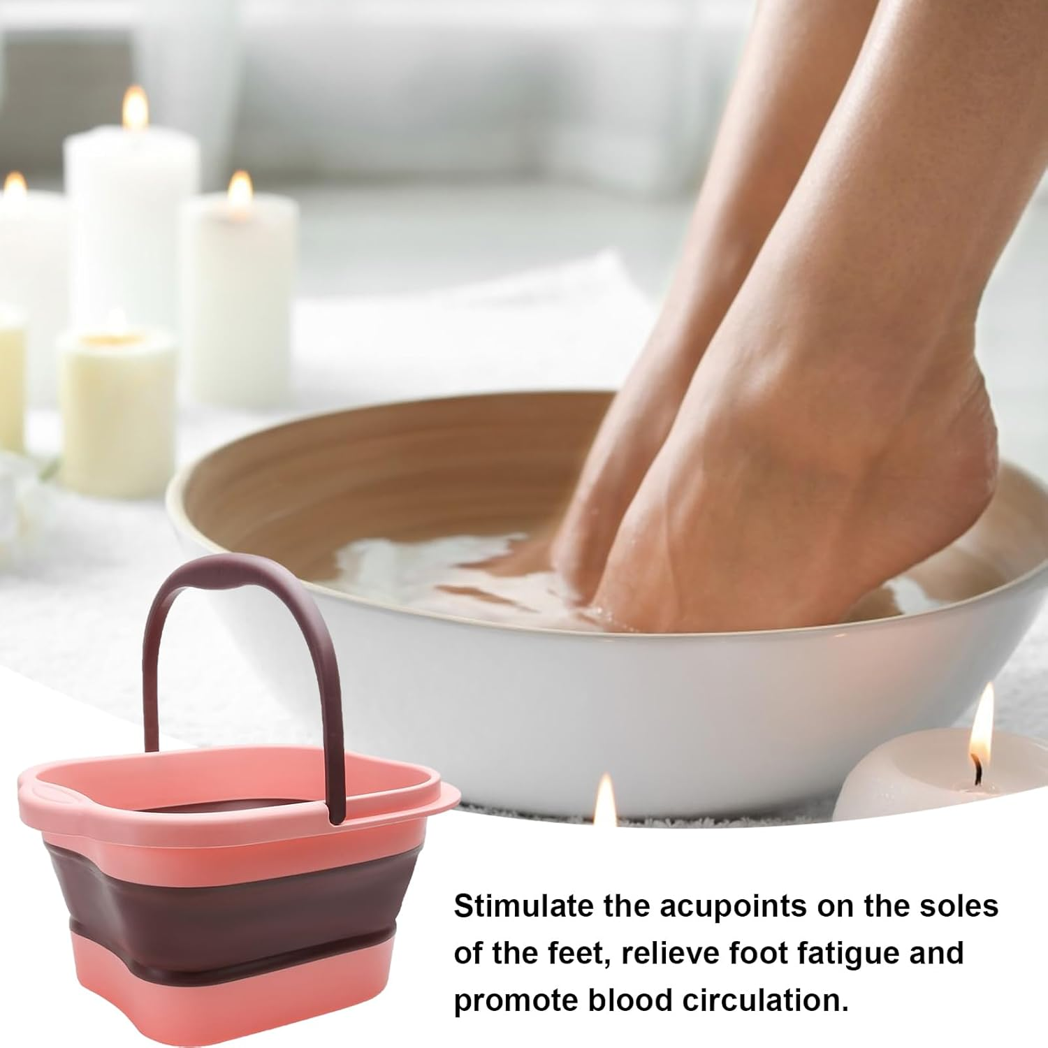 Foot Bath Bucket - 15L Pedicure Foot Bucket Feet Soaking Tub | Foldable Foot Spa Bucket Portable Large Space Foot Soak with Handle, Foot Tub for Outdoor Laundry Travel Hoffti image number 6
