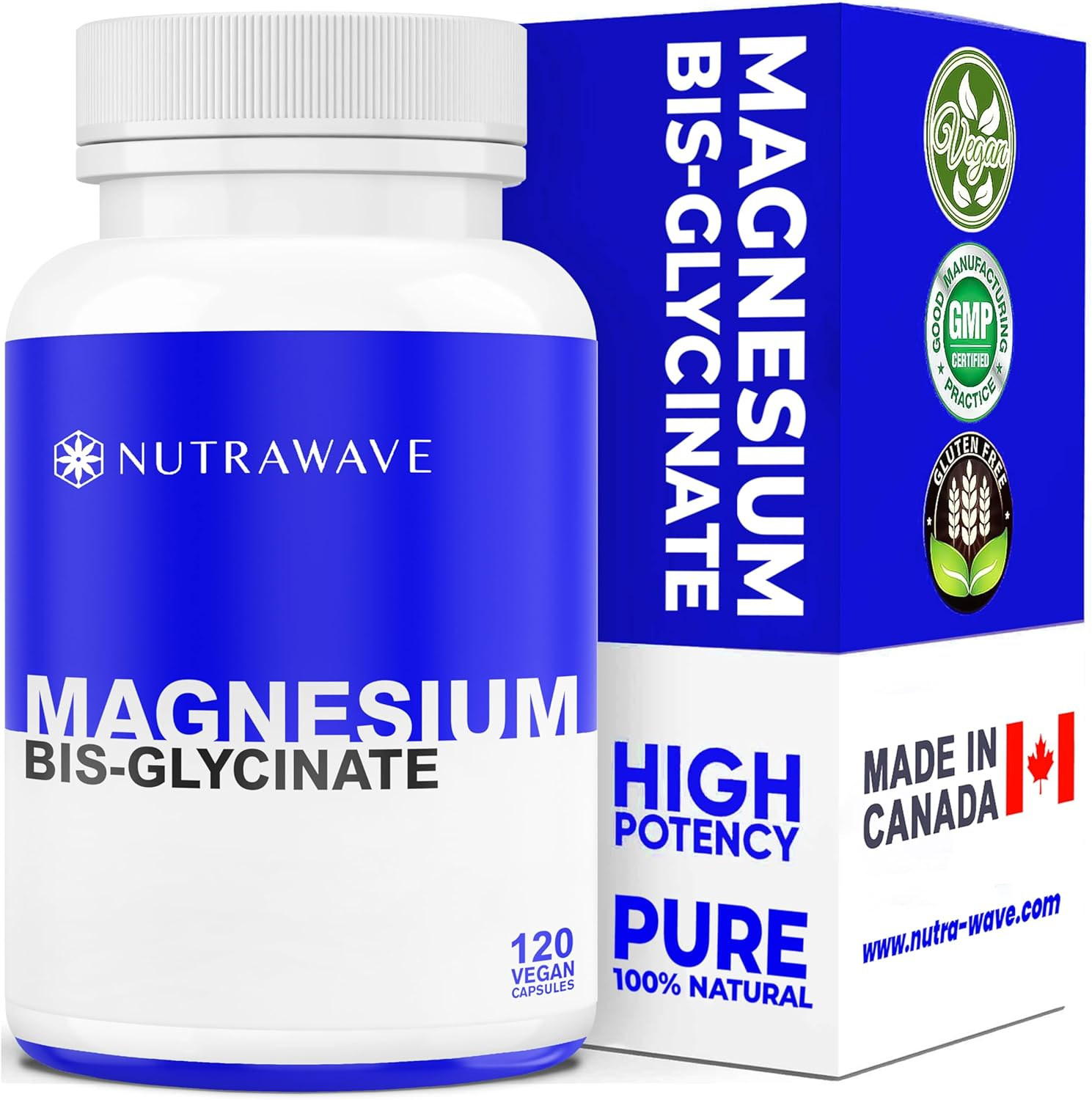 Nutrawave PURE Magnesium Bisglycinate 200Mg, Vegan, Gluten Free, 120 Capsules image number 4