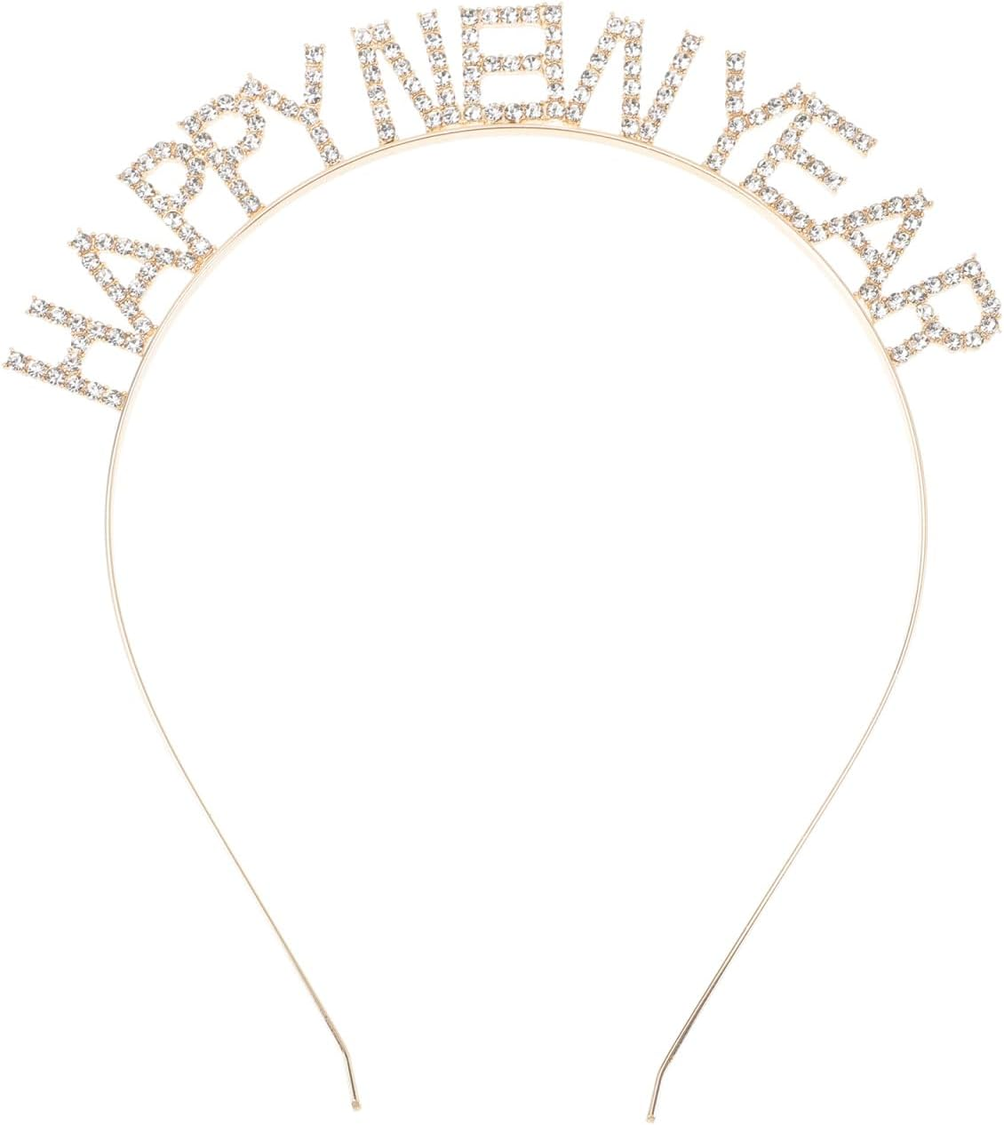 Minkissy Headband New Year'S Eve 2023 Hair Accessories Headband Happy New Year Headband Tiara with Rhinestone New Year Headband Crown Tiara Headpiece Christmas Party Gift Photo Props Silver, Silver