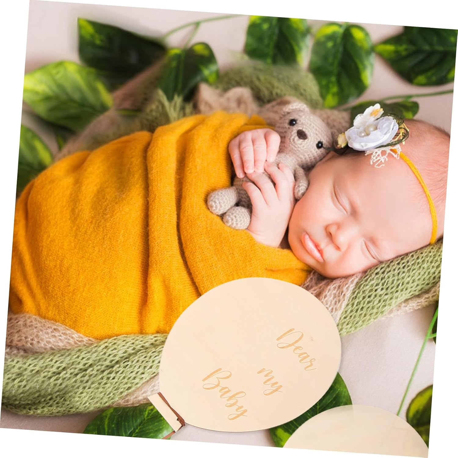 Hohopeti 2Pcs Wooden Milestone Cards DIY Month Milestone Sign for Newborns Cherished Souvenir for Girl Boy for Photography and Home Decoration image number 4