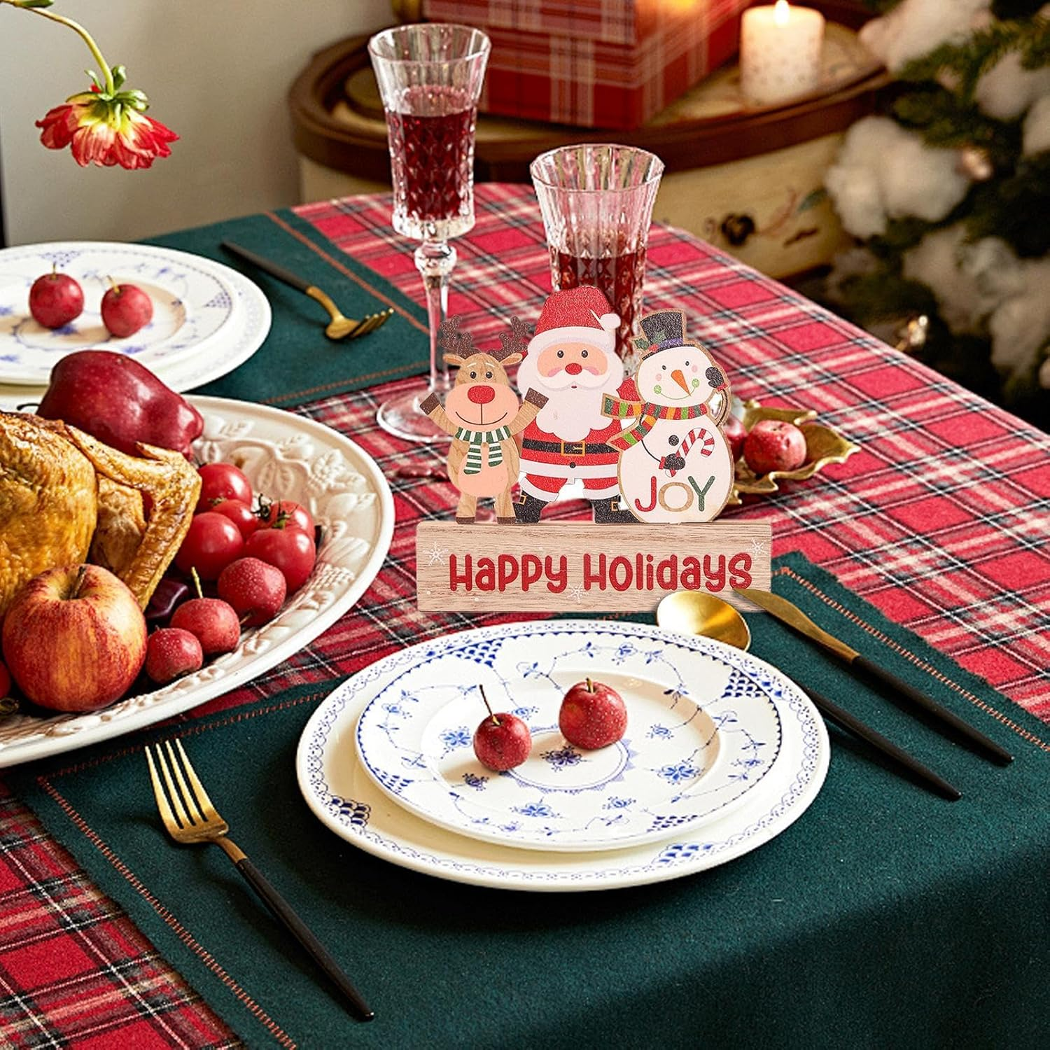 Wooden Table Top Christmas Decorations,Christmas Desk Decorations - Christmas Tabletop Signs, Christmas Tabletop Decoration, Elk image number 2