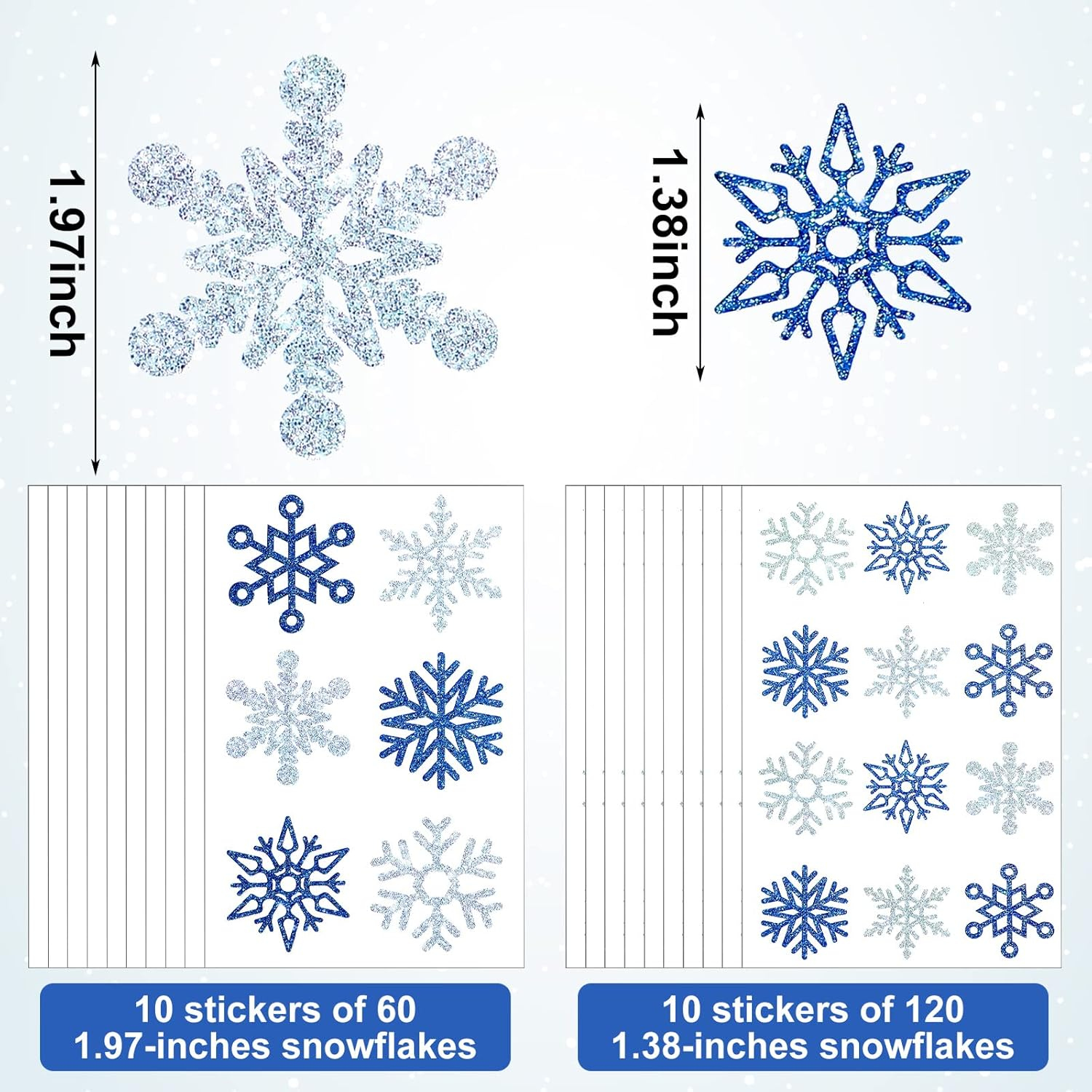 Kathfly 180 Pcs Snowflake Temporary Tattoos Winter Christmas Glitter Sticker Party Decorations Supplies Favors Gifts Cute Apparel Accessories for Body Face Women Party Supplies(Snowflake) image number 3