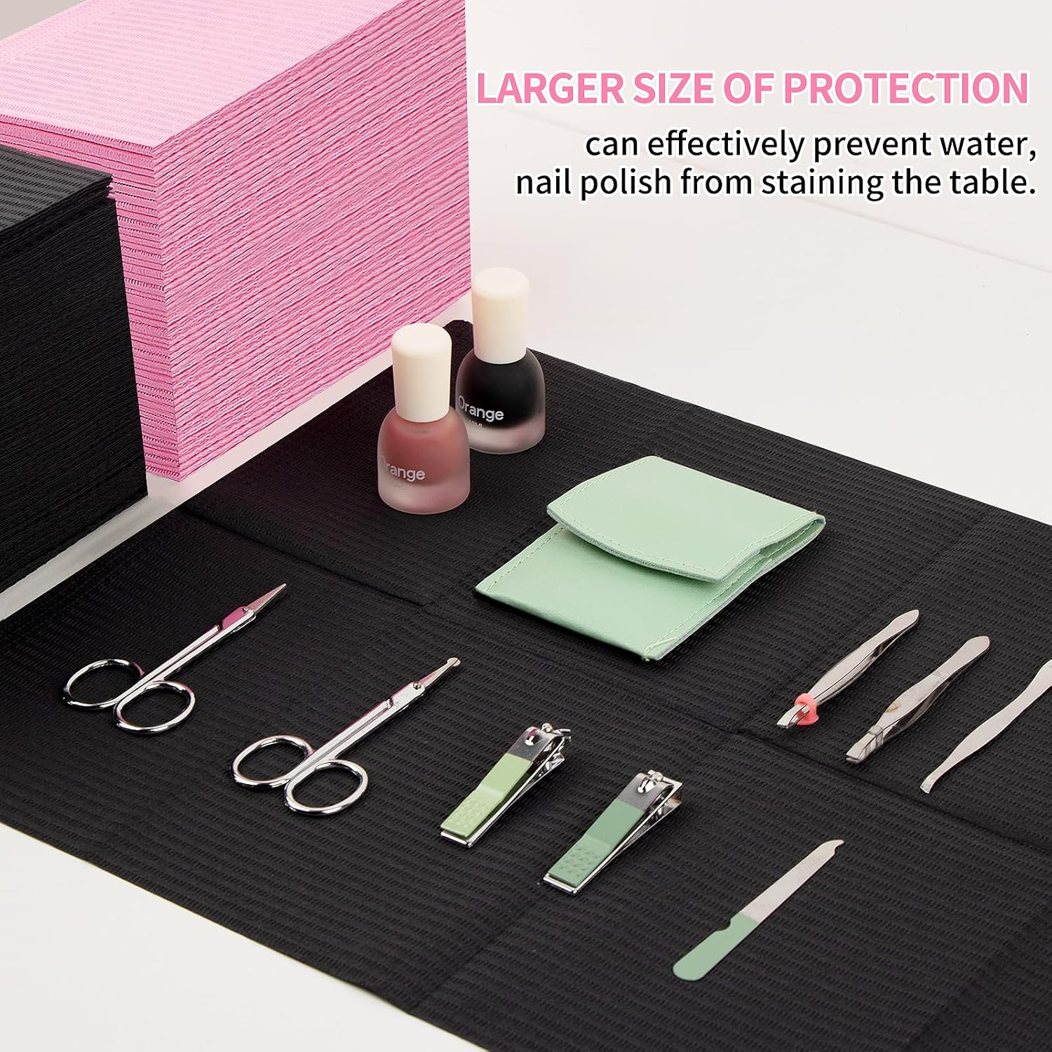 50PCS Disposable Nail Art Table Towels Mat 13" X 17" Pads for Nail Decoration Kit,Nail Art Accessories(Black) image number 6