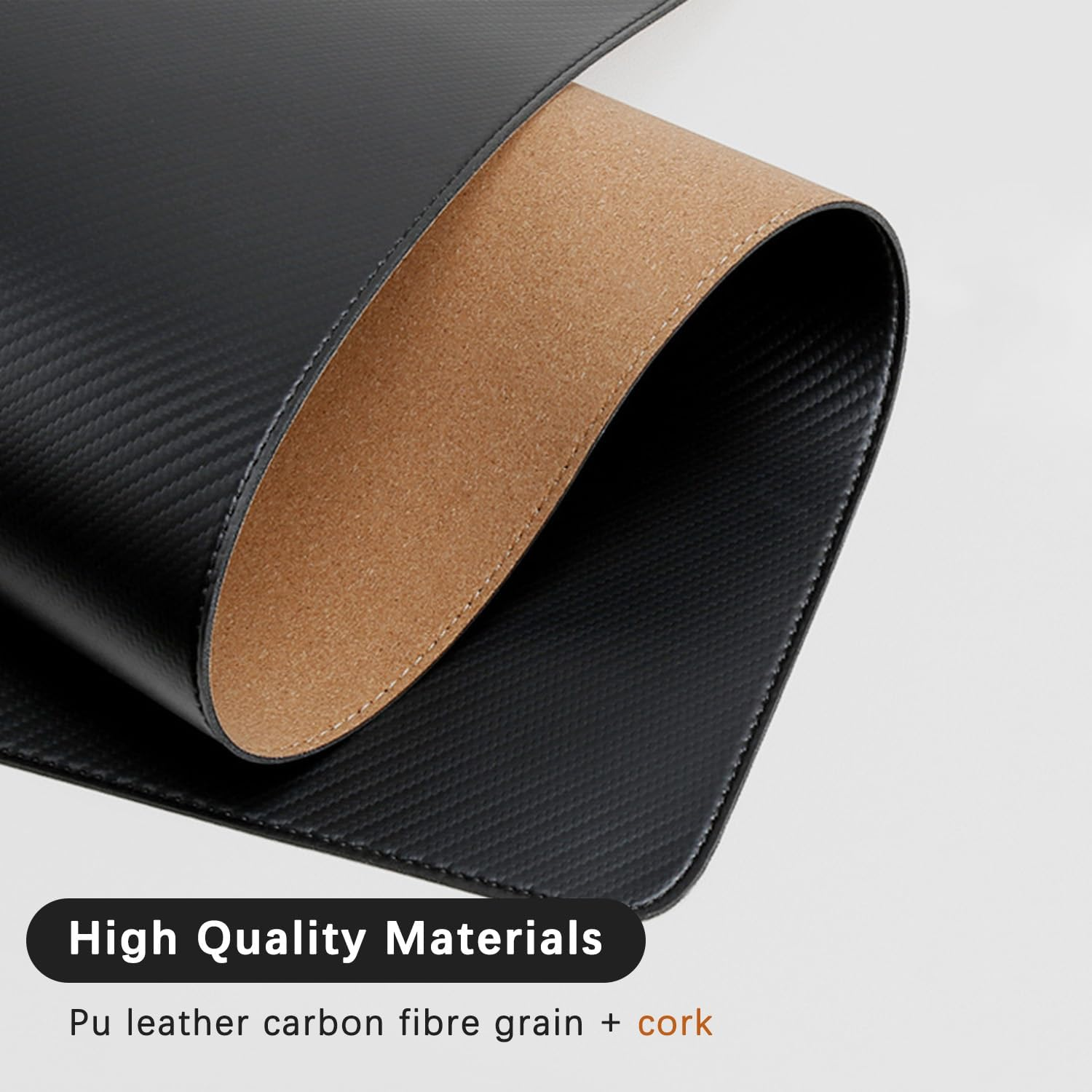 WEKUBA Desk Mat, Dual-Sided Carbon Fiber Texture & Pad Natural Cork Desk Pad, 80 X 40Cm Leather Computer Desk Mat, Non-Slip, Waterproof, Dirt-Resistant for Home Office Accessories image number 6