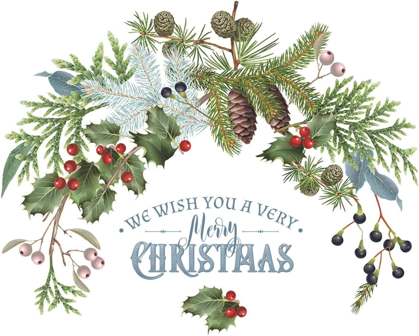 Christmas Wall Stickers, Green Plant Wall Decals, for Walls, Glass, Wood, Doors, Reusable, Glossy Finish, Natural Style, Rectangular Shape, Indoor Use, Christmas Decal image number 3